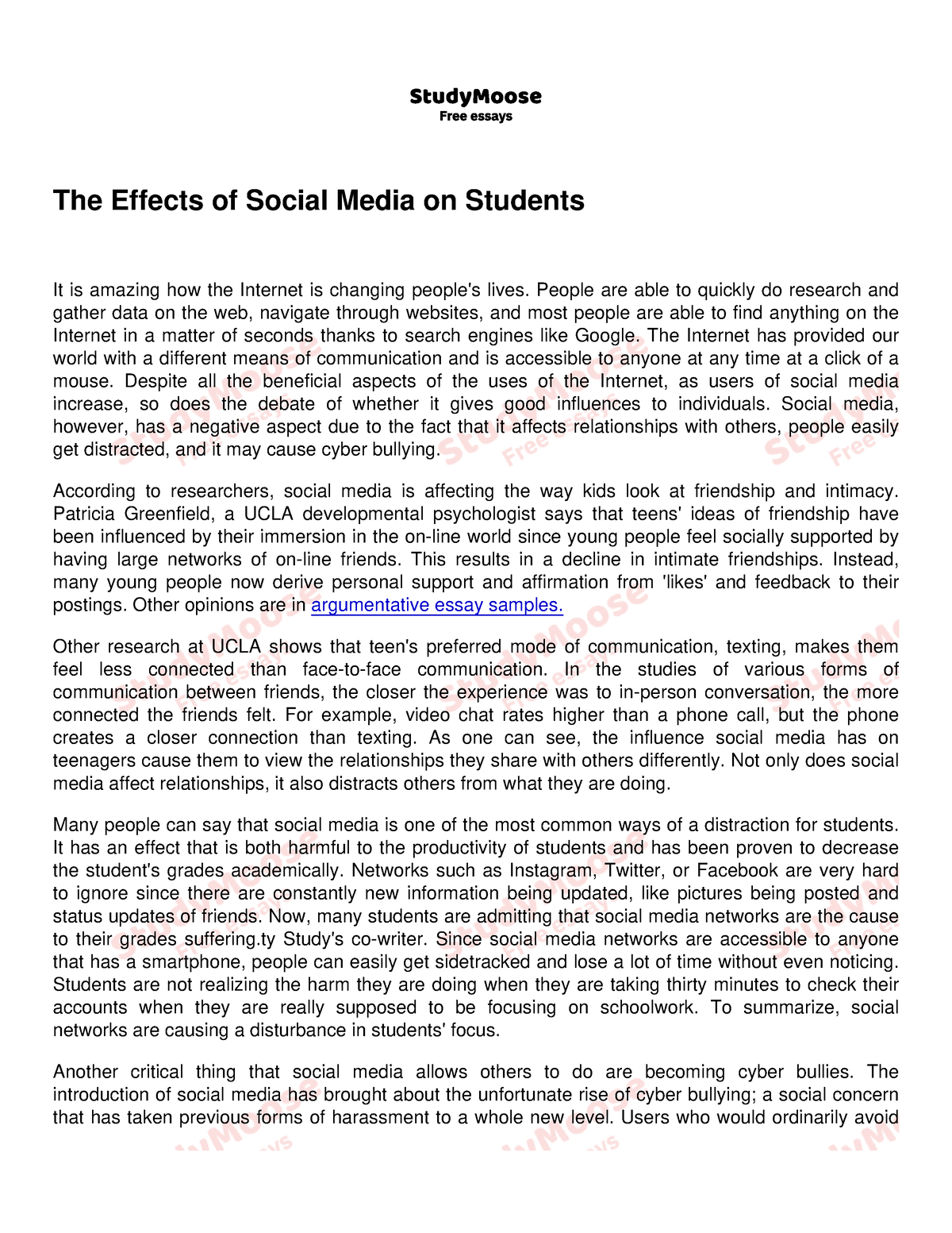 effects of social media on students behavior research paper