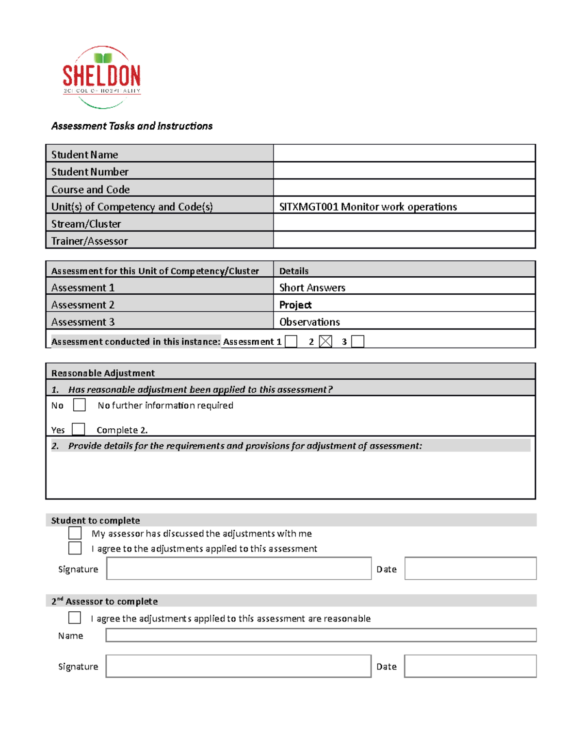 Sitxmgt 001 Assessment 02 (4 Case Studies) - Monitor work operations ...