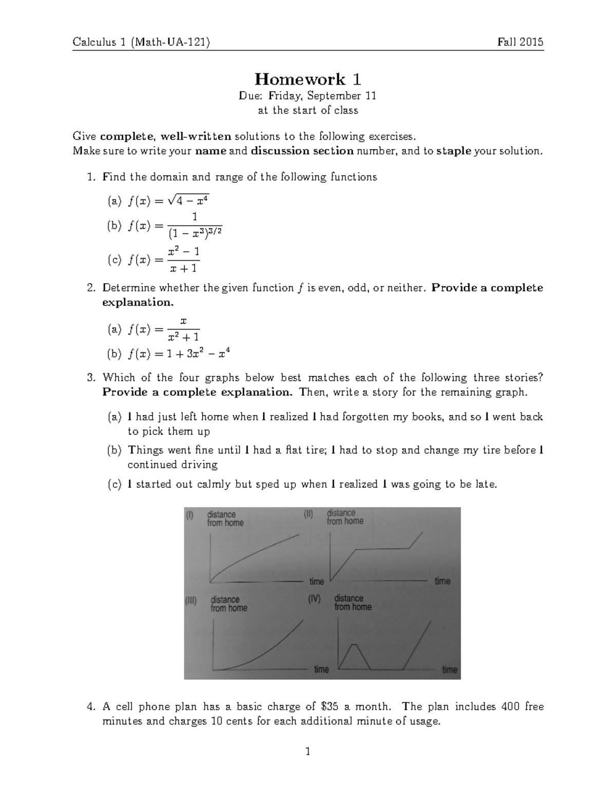 calculus 1 homework