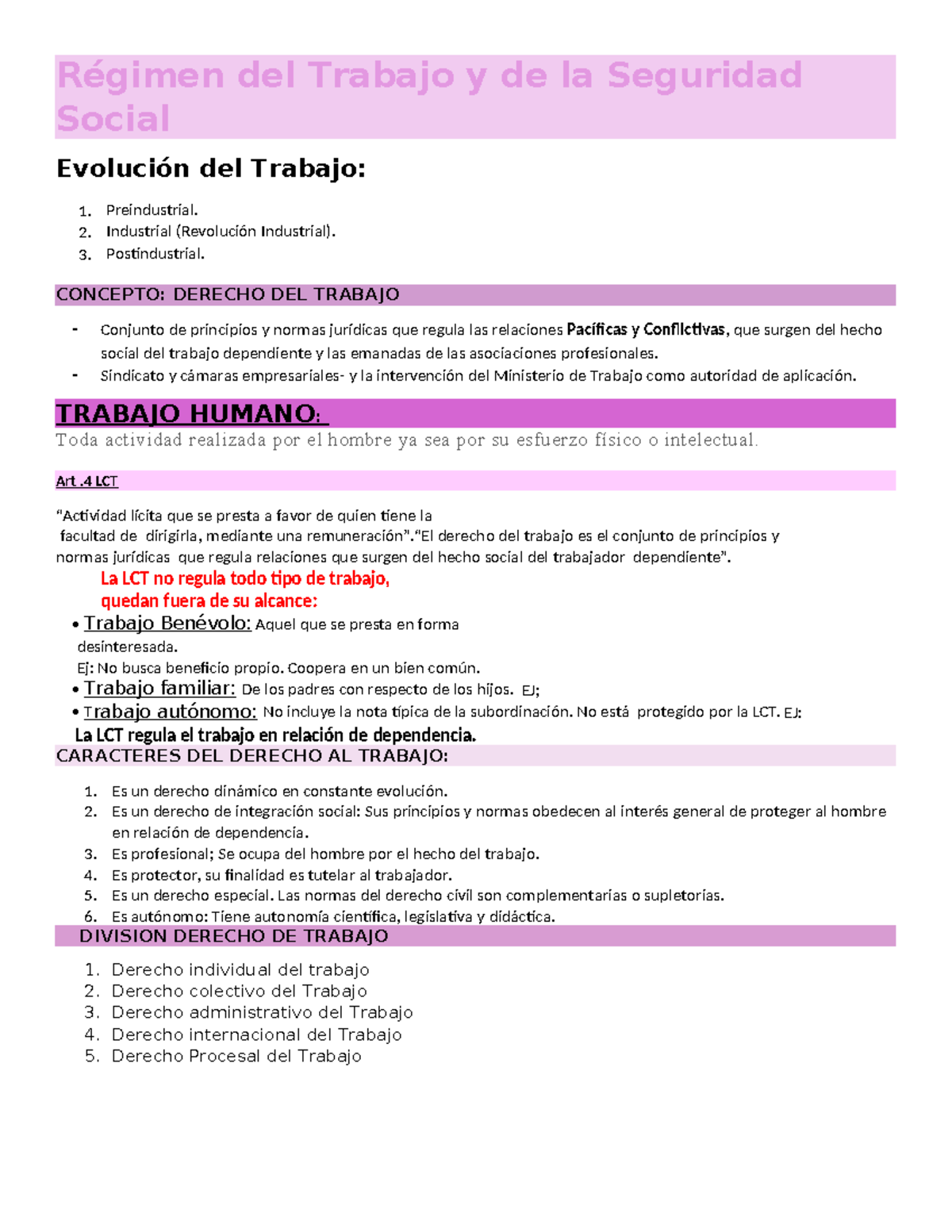 Resumen - derecho laboral - Régimen del Trabajo y de la Seguridad ...