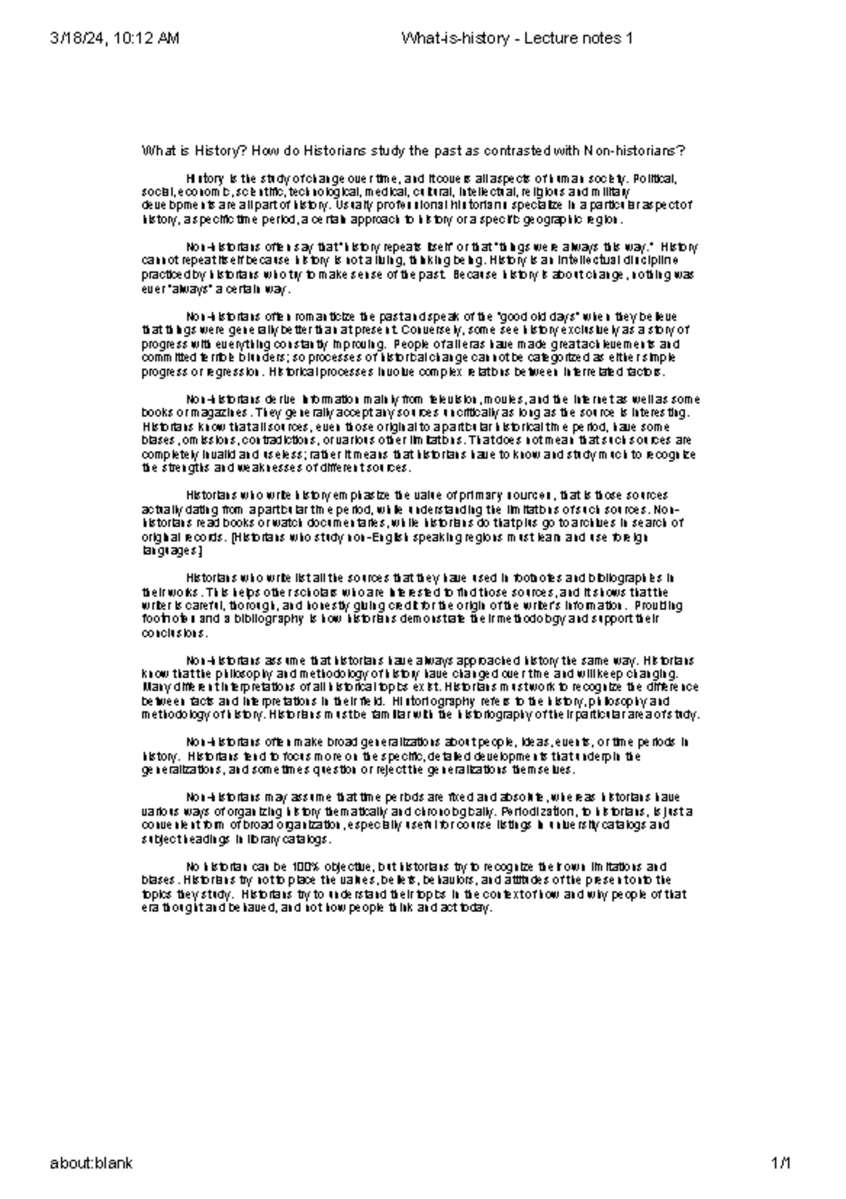 What-is-history - Lecture notes 1 - Political, social, economic ...