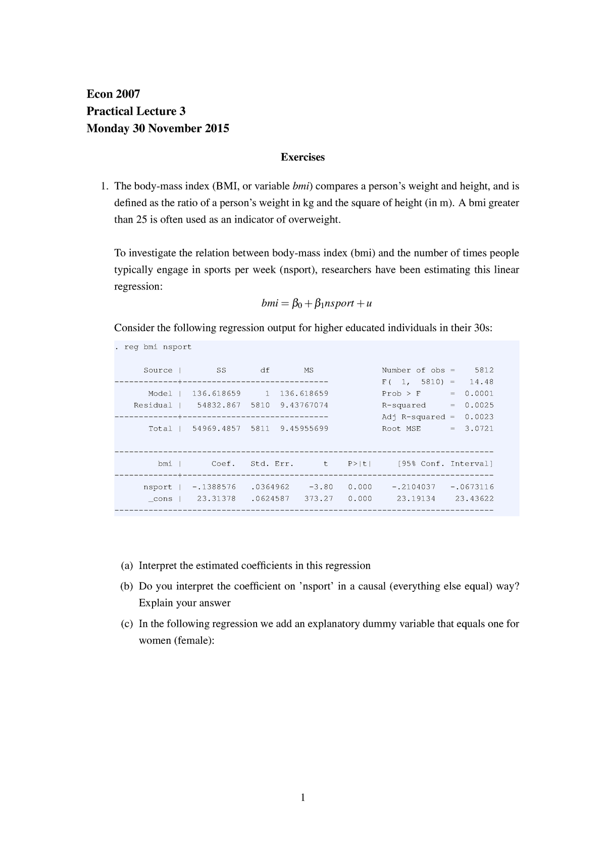 Practical 3 2 Econometrics Notes And Problem Sets Ucl Studocu
