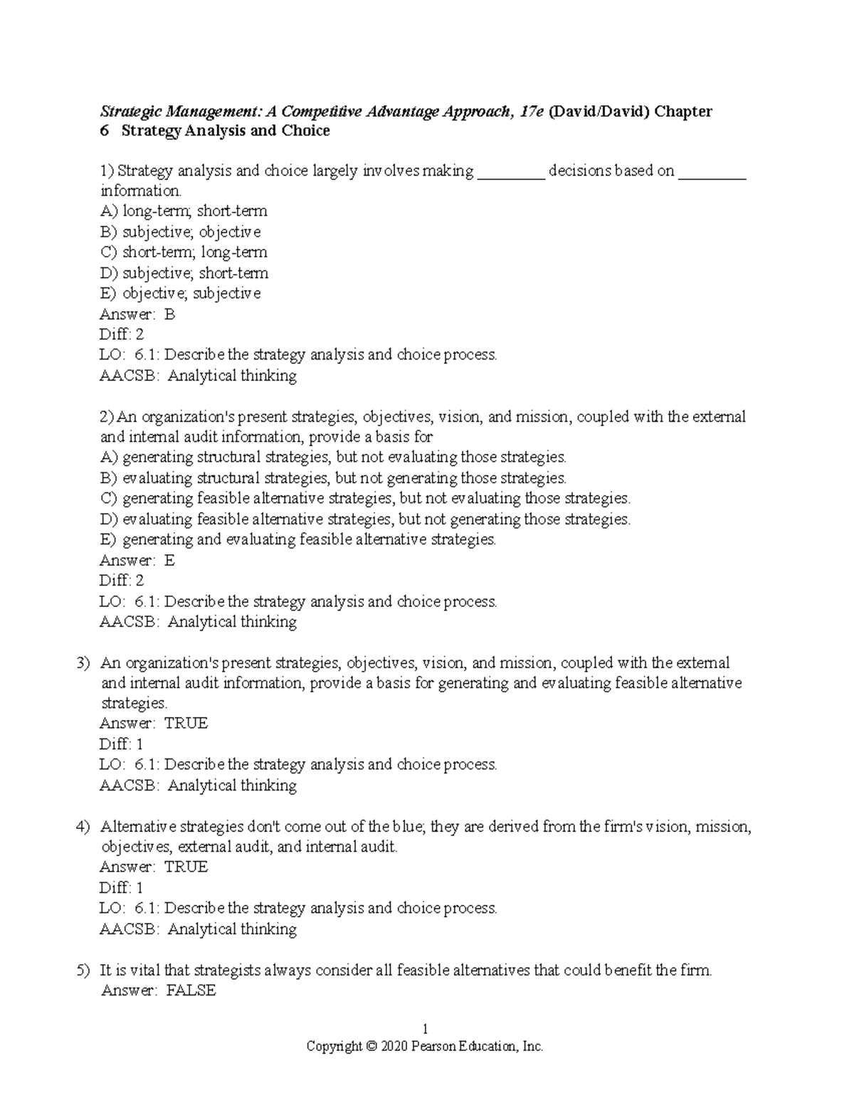 Chapter 6 - good for review - Strategic Management: A Competitive ...