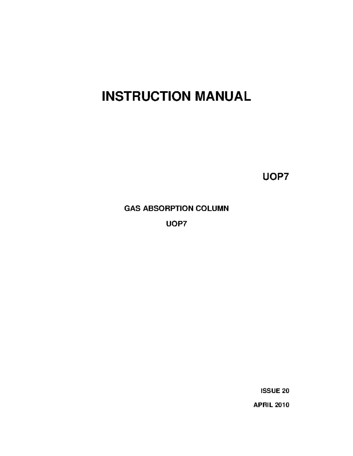 UOP7 Manual GAS Absorption Column - INSTRUCTION MANUAL UOP GAS ...
