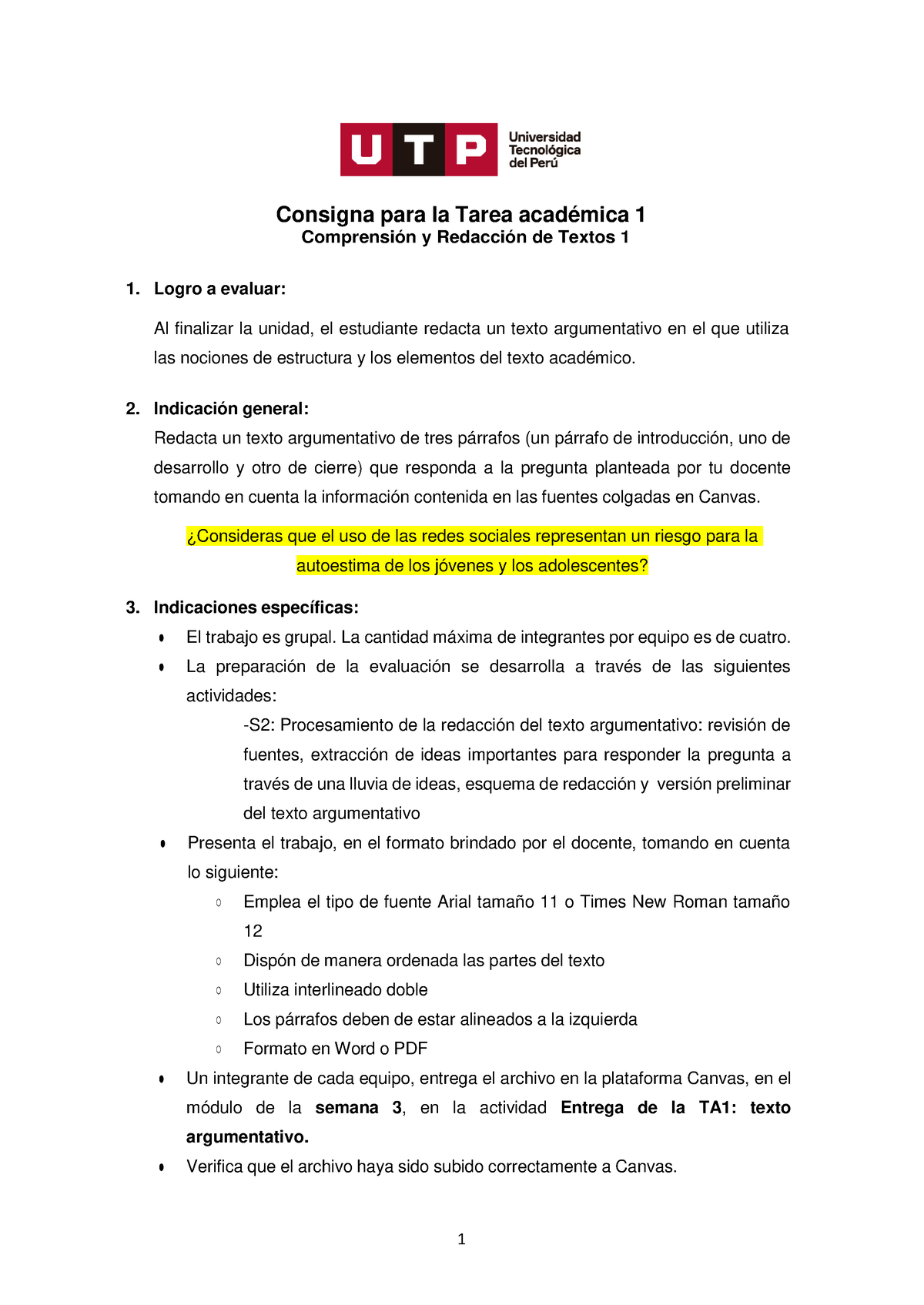 S02.s1-Preparación Para La TA1 (material) 2022 Agosto Examen- Trabajo ...