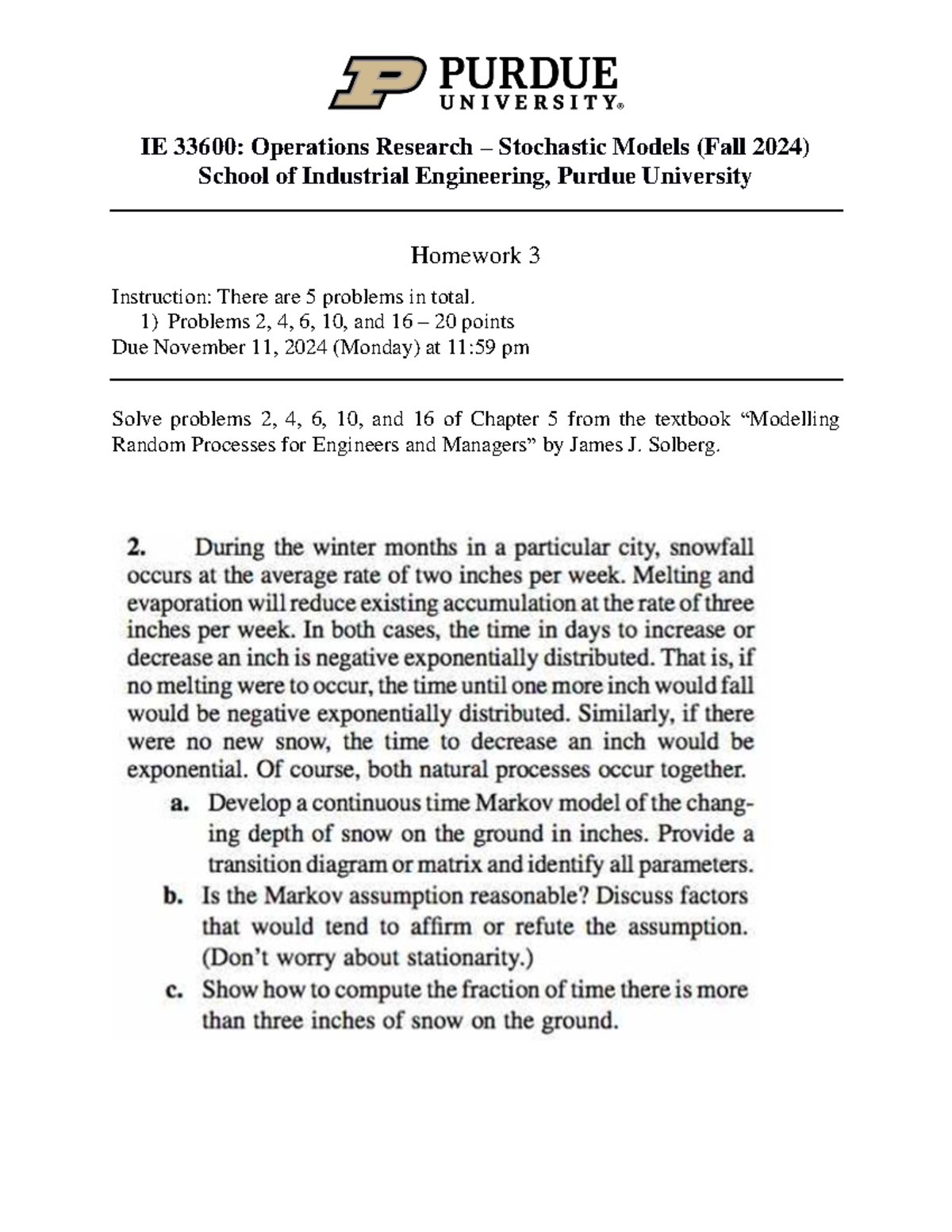 IE336 HW3 - continuous Markov chain processes - IE 33600 - IE 33600 ...
