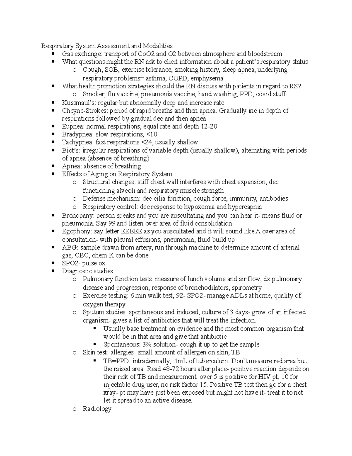 Quiz 2 - Notes, Content, Helpful Hints, Powerpoints - Respiratory ...