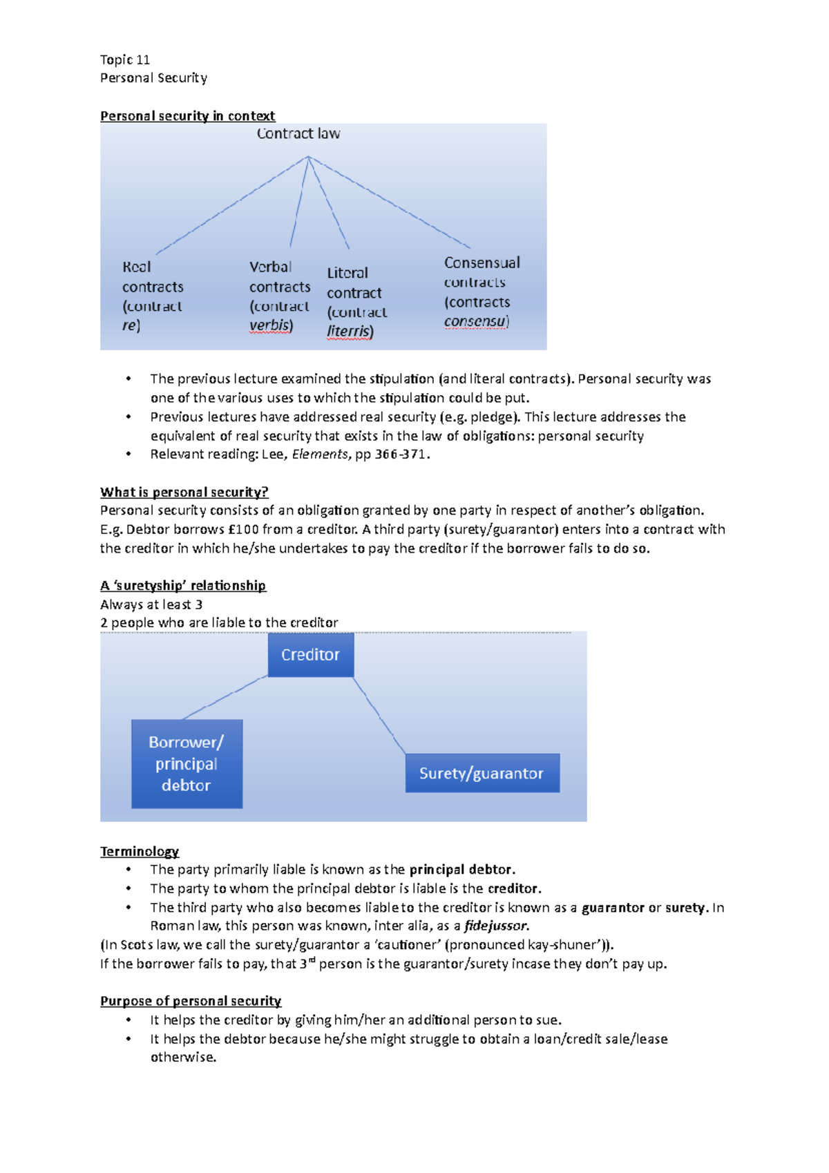 Personal security - Lecture notes 10 - Topic 11 Personal Security ...