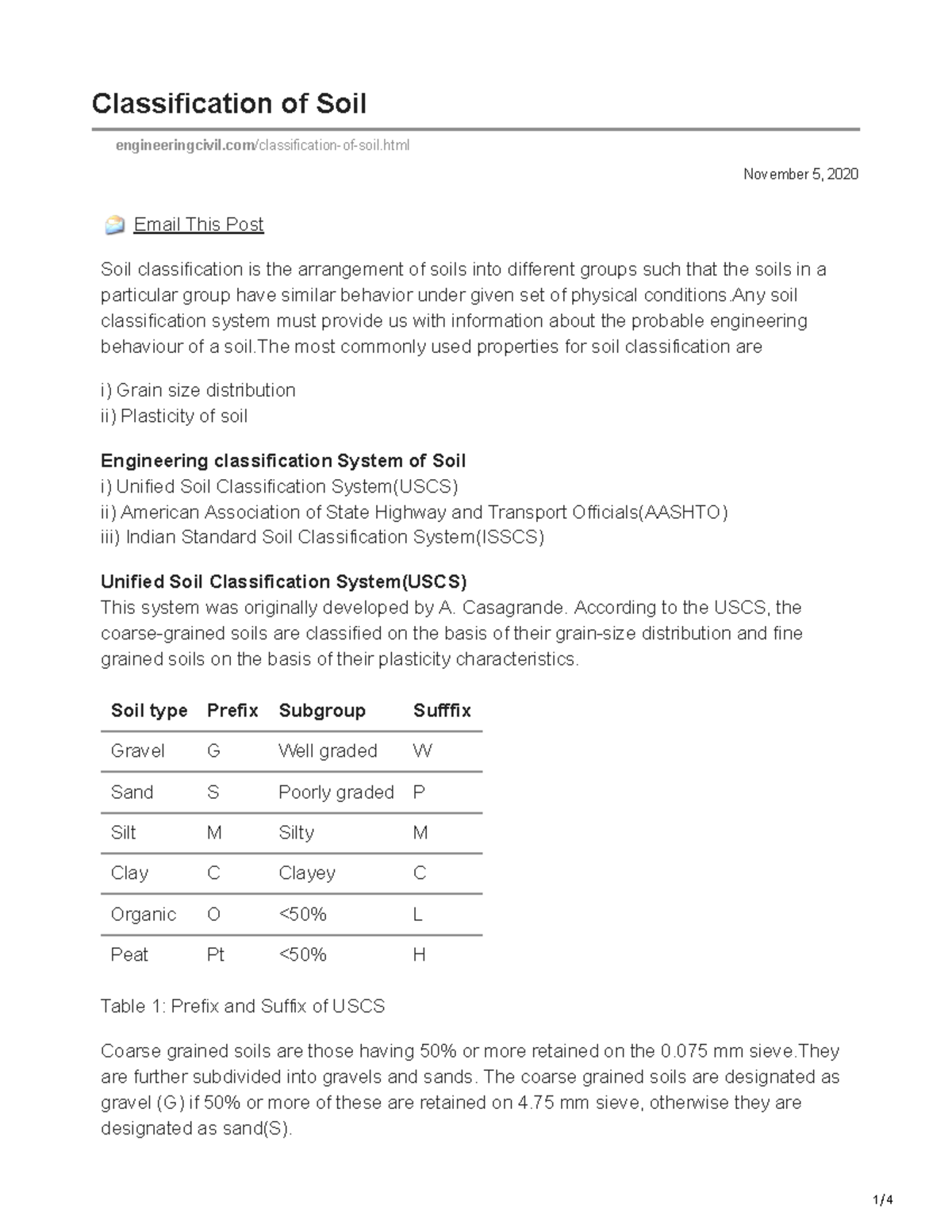 Classification of Soil - November 5, 2020 Classification of Soil ...