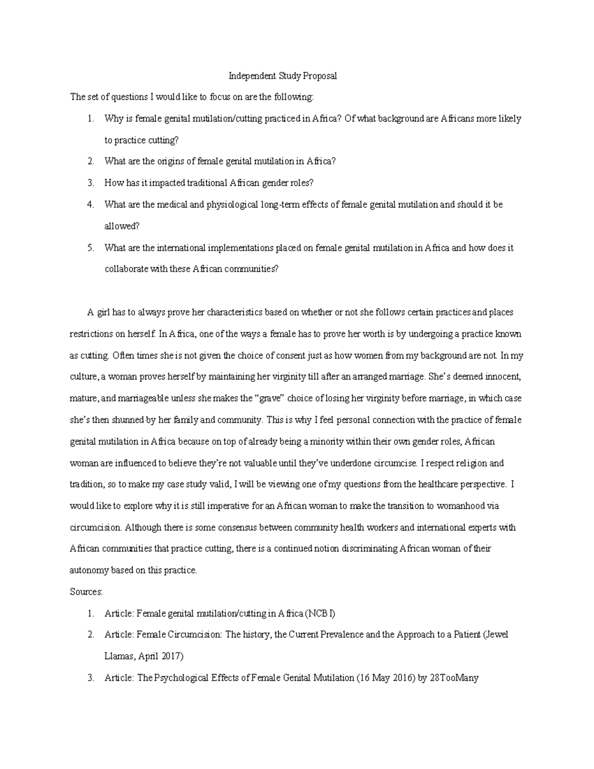 Independent Research study for class - Independent Study Proposal The ...