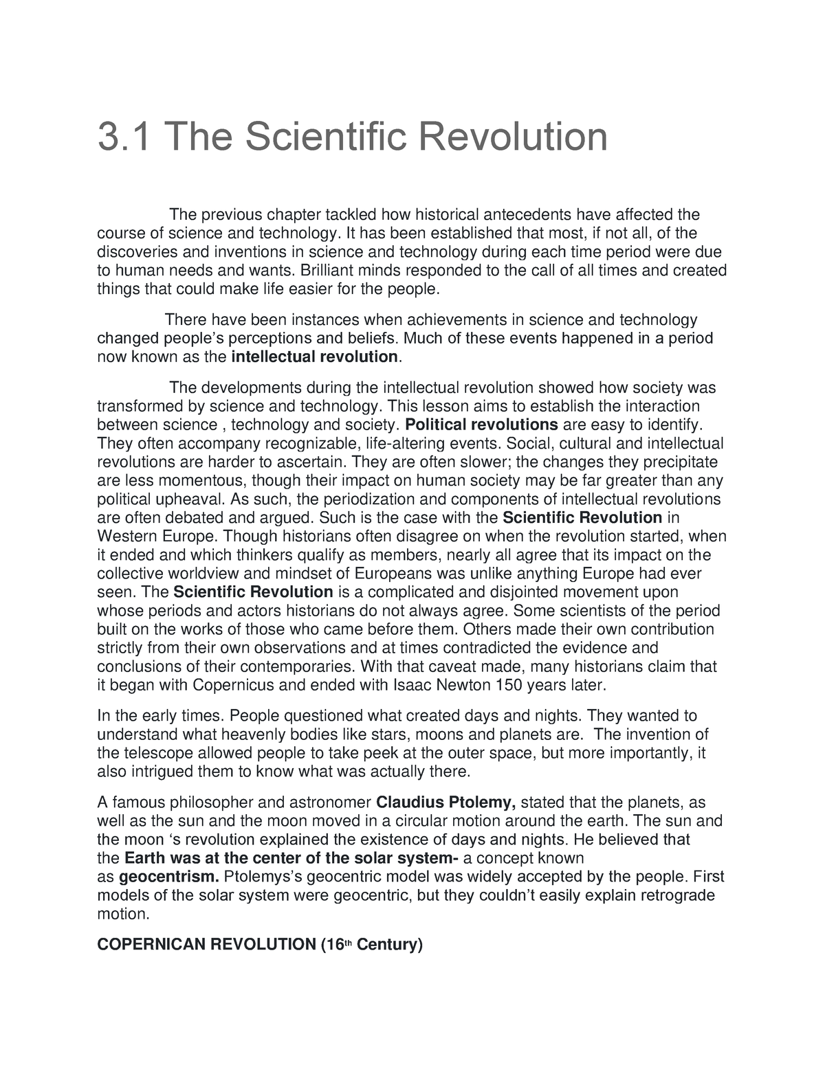 thesis about scientific revolution