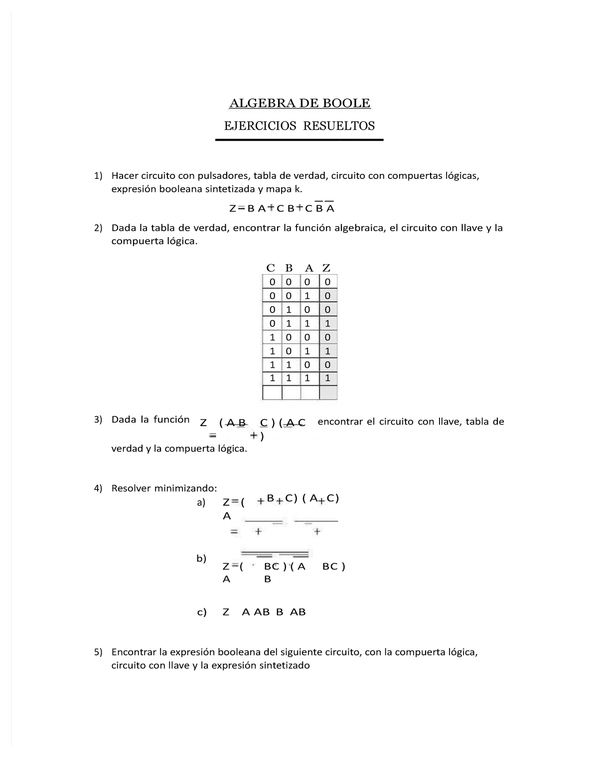 Tarea 8 Ejercicios - Yovnchimi - EJERCICIOS RESUELTOS ALGEBRA DE BOOLE ...