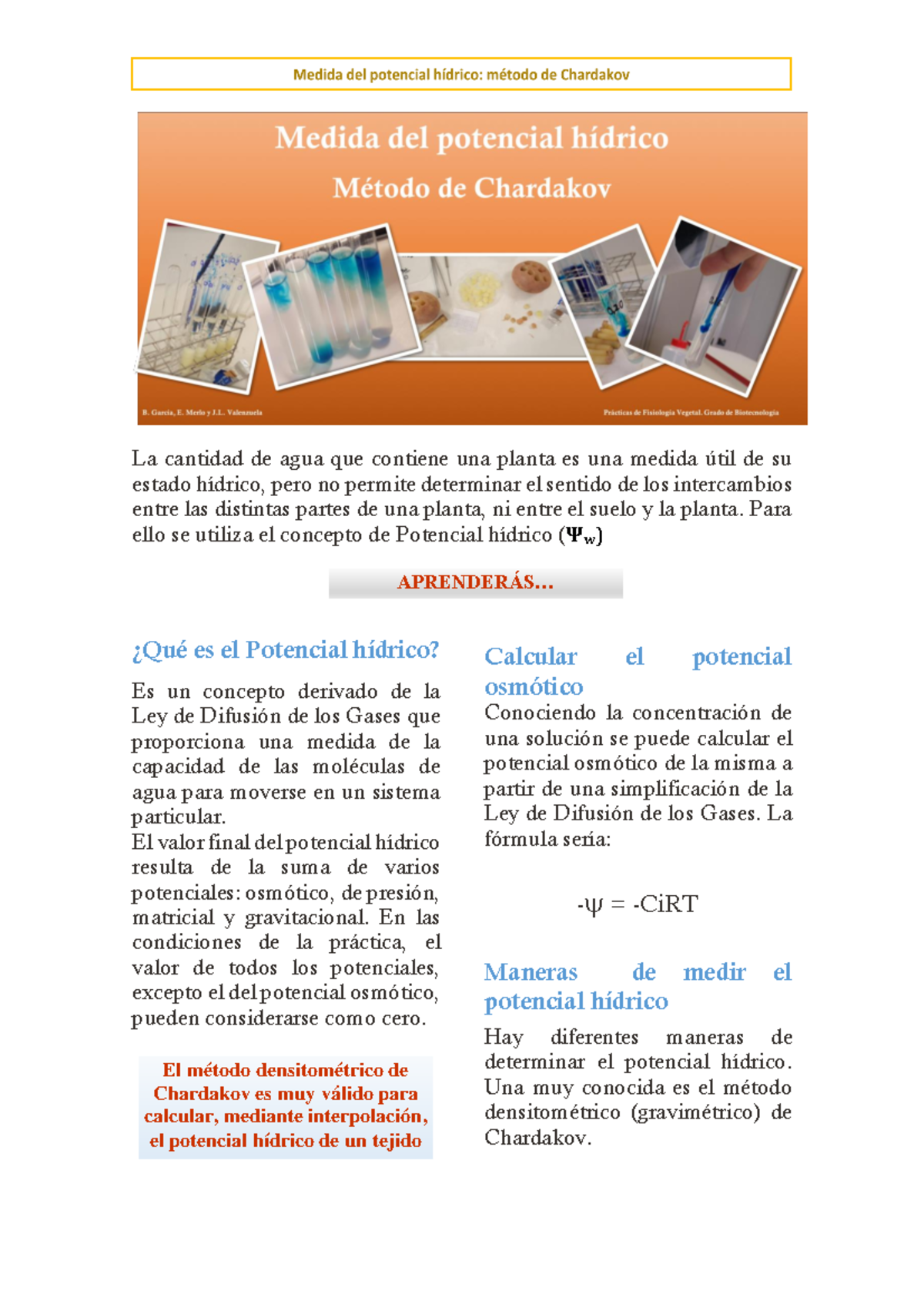 P1-Chardakov - Práctica 1 Fisiología Vegetal - La cantidad de agua que ...