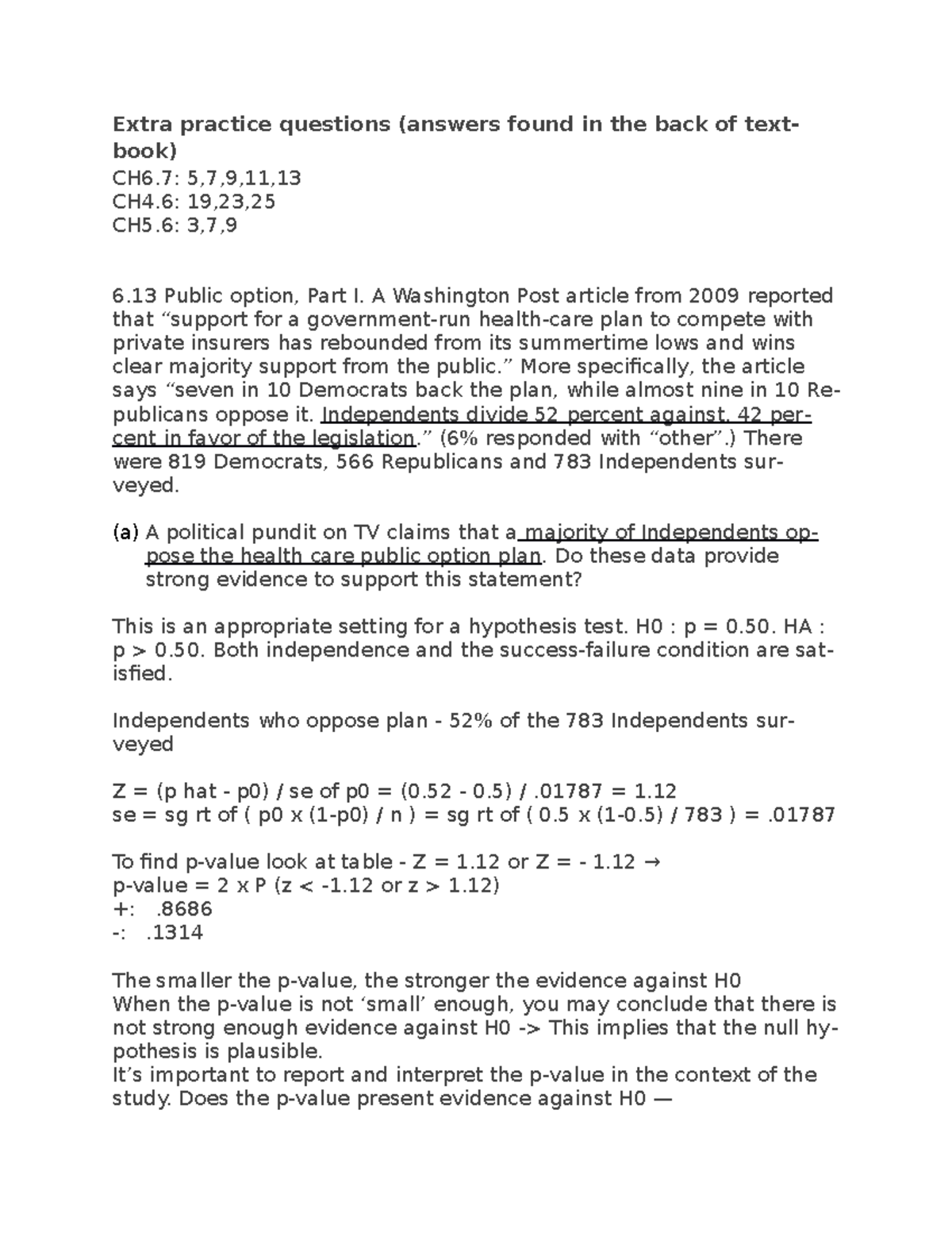 QTM Lecture HW 7 - homework questions and answers - Extra practice ...