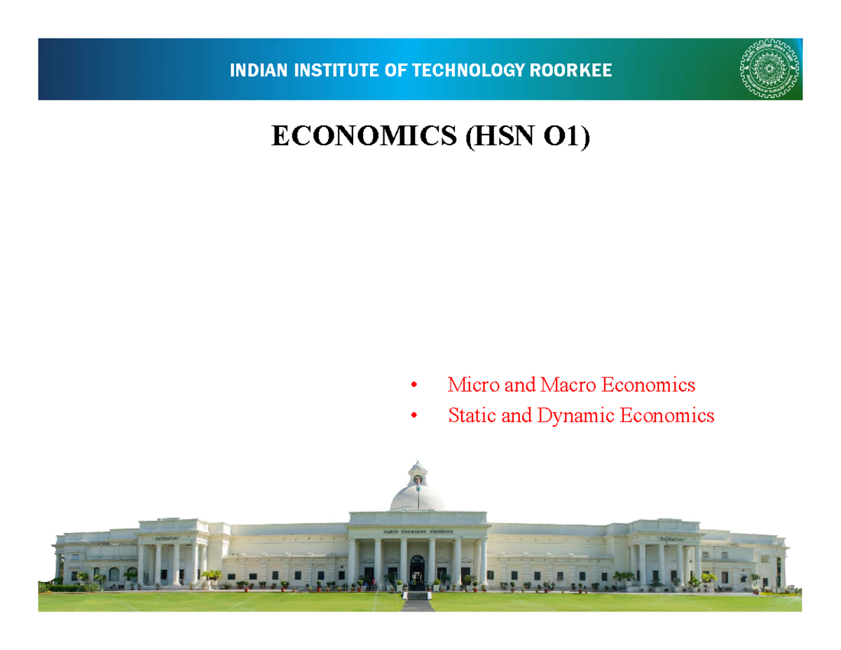 Basic concepts - INDIAN INSTITUTE OF TECHNOLOGY ROORKEE ECONOMICS (HSN ...