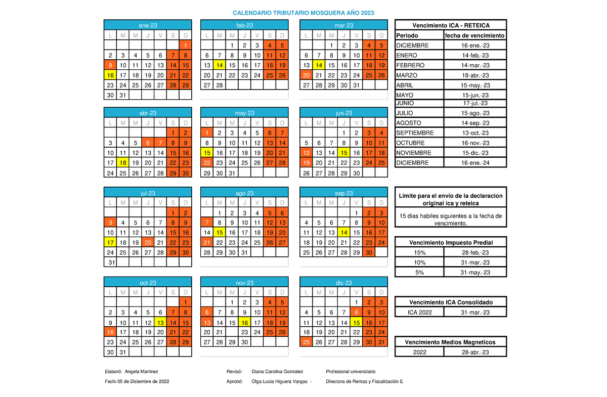 99852 calendariotributariomosquera2023 L M M J V S D L M M J V S D