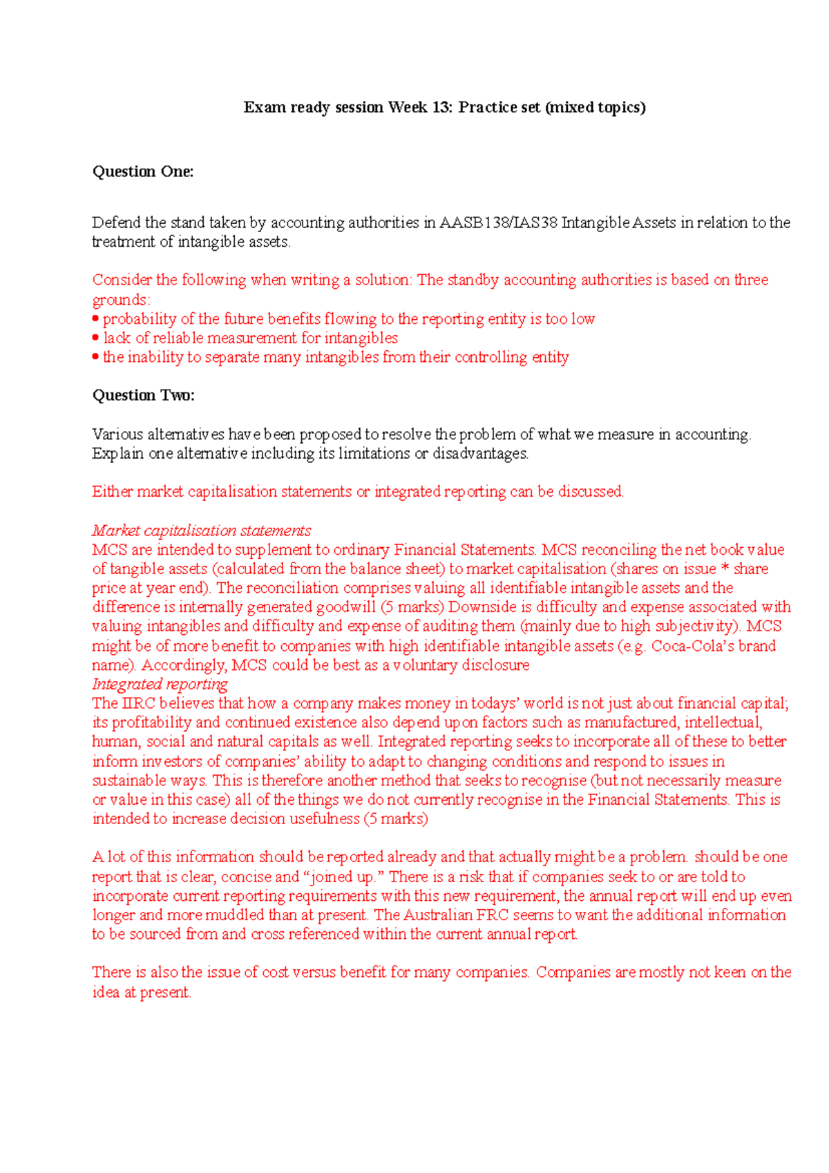 Exam ready session Week 13 practice set solutions - Exam ready session ...