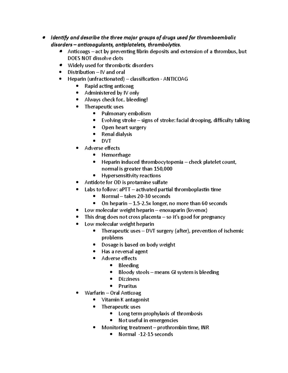 Cardiac 5 - exam 2 notes - Identify and describe the three major groups ...