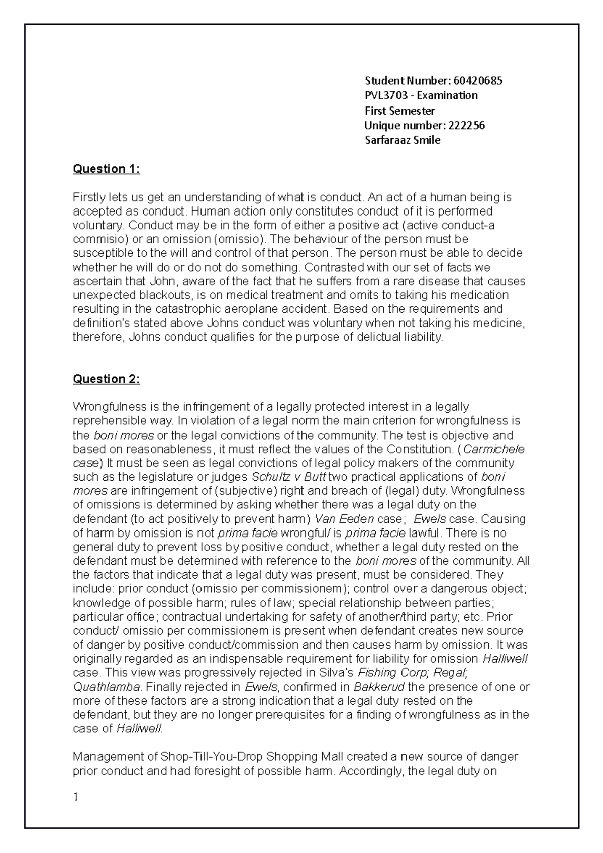 PVL3703-Examination script - Student Number: 60420685 PVL3703 ...