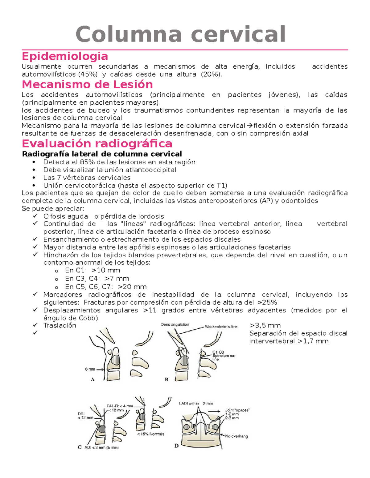 Columna Cervical - Apuntes Traumatología Y Ortopedia - UAA - Studocu