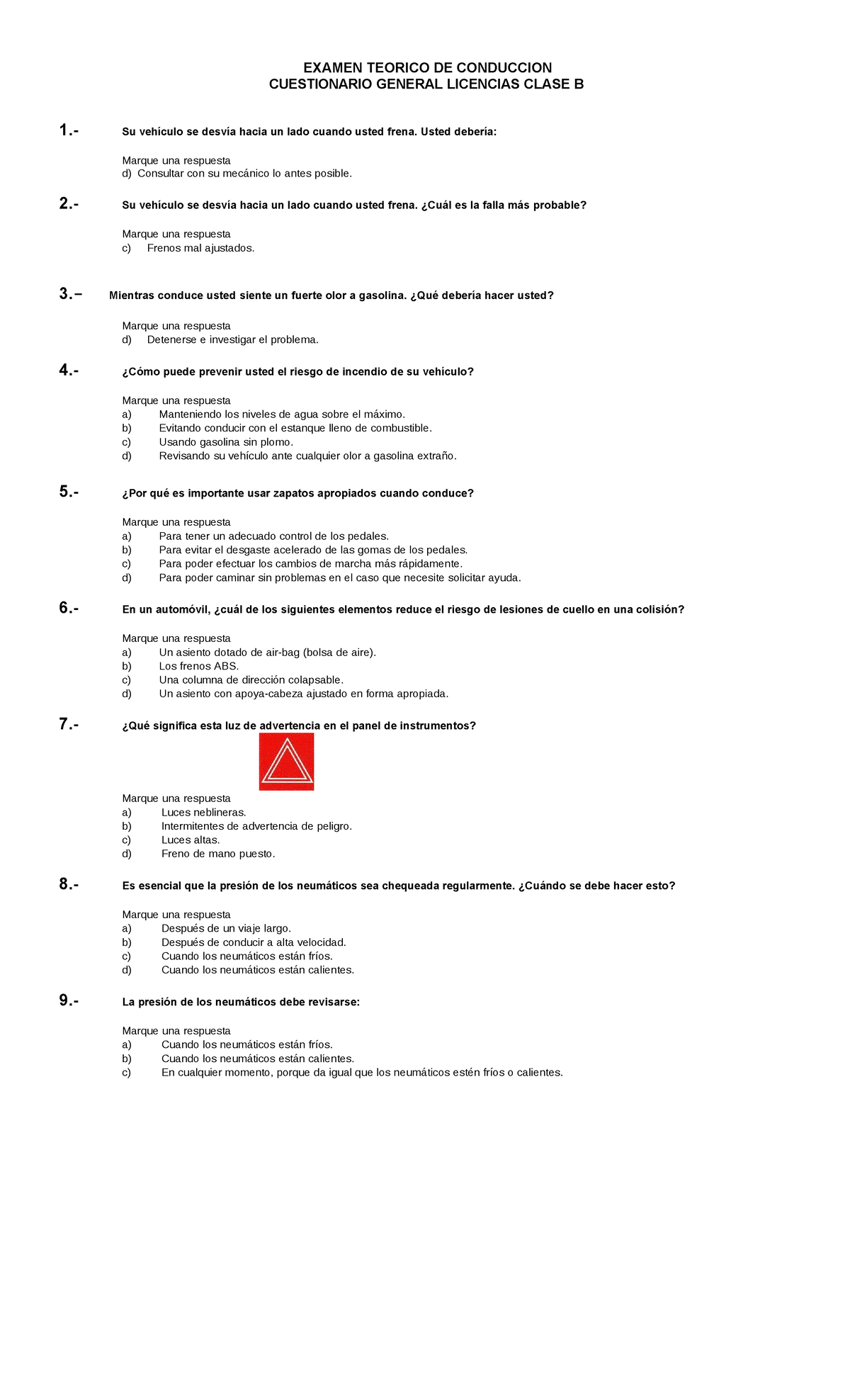 Cuestionario Clase B - Necesito Esta Información Gracias - EXAMEN ...