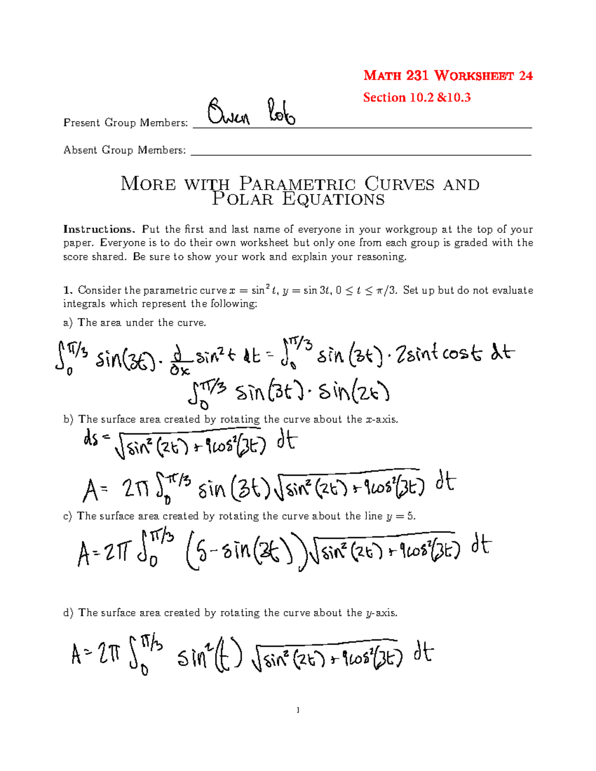 MATH231 WS 24 - exams and worksheets - Math 231 Worksheet 2 Section 10 ...