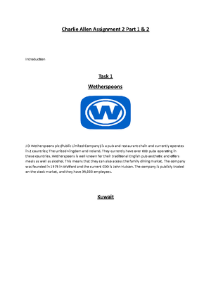 Unit 5 assignment 2 international business - International business ...