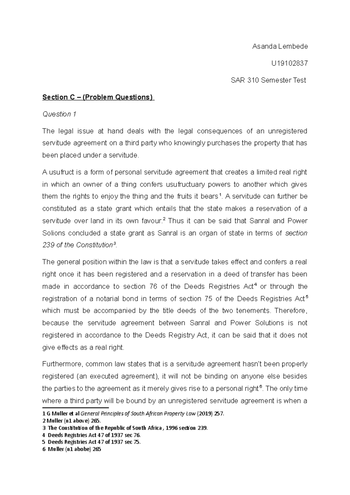 Semester TEST PART C Questions - Asanda Lembede U SAR 310 Semester Test ...