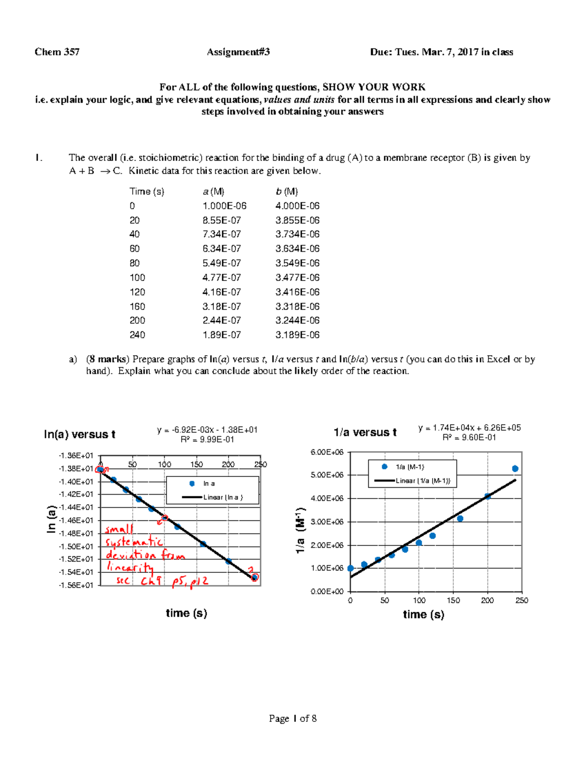 CHEM 357 Assignment 3 Solutions (2017) - Chem 357 Assignment# 3 Due ...