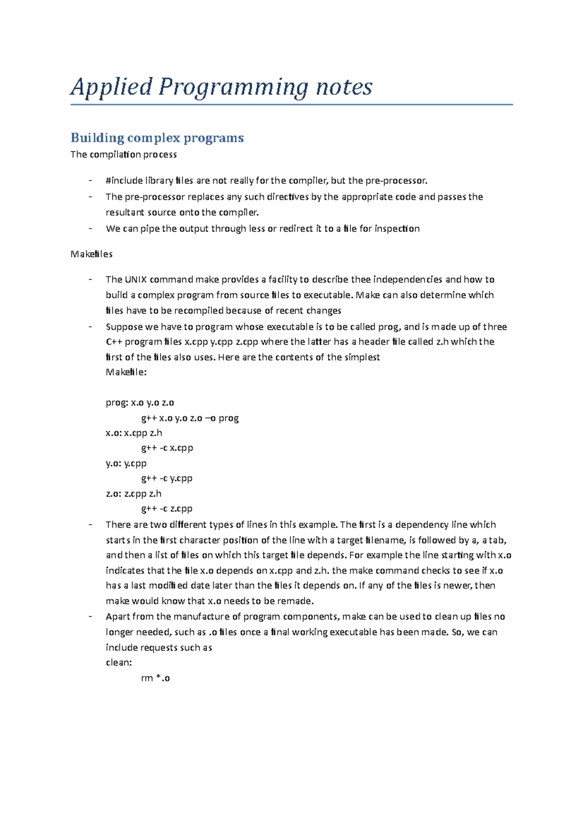 Summary - Applied Programming notes - Applied Programming notes ...