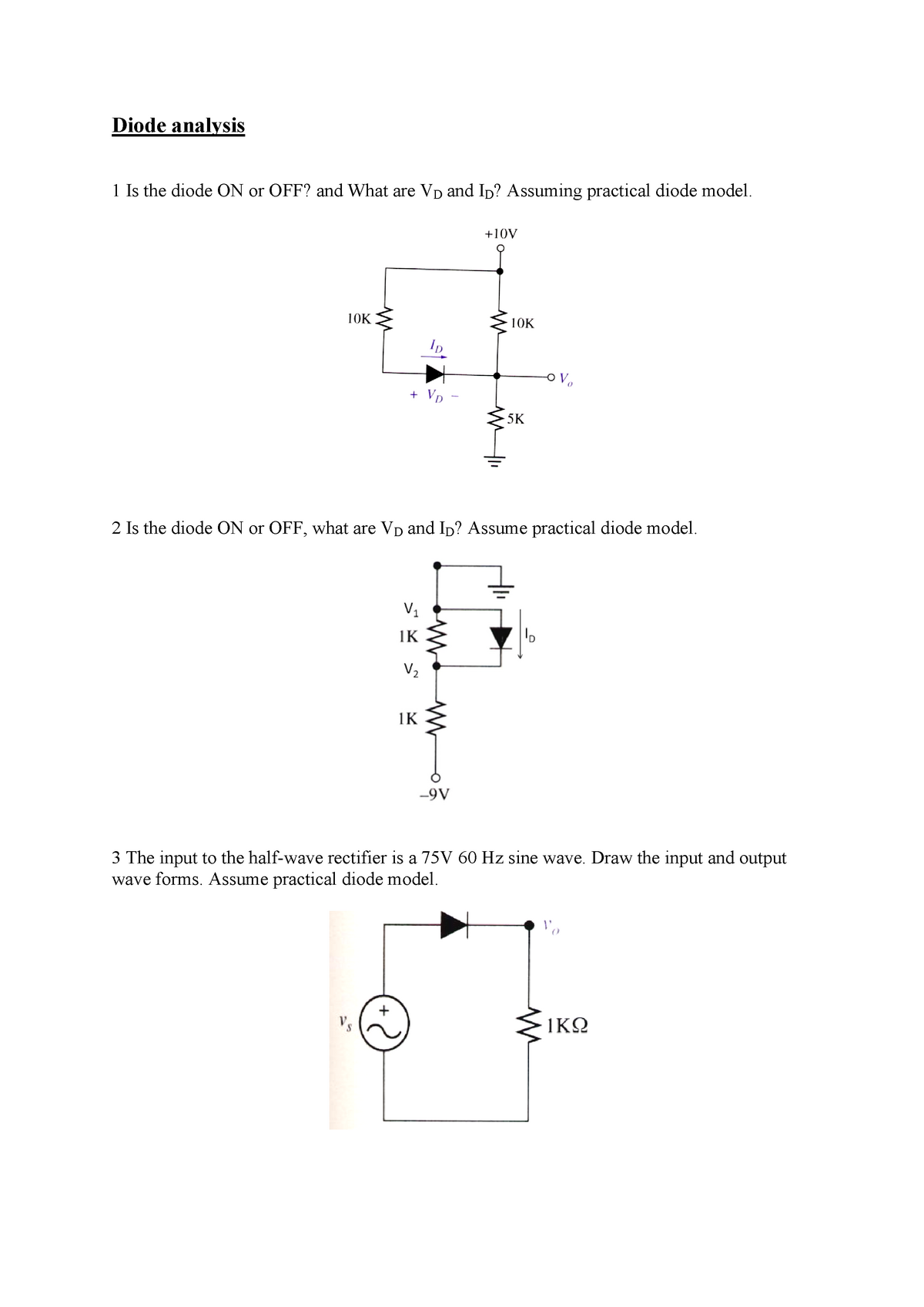 Diode Analysis Electronic - Diode Analysis 1 Is The Diode ON Or OFF ...