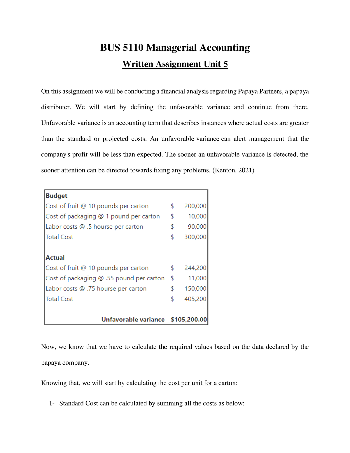 BUS 5110 Managerial Accountin 1 - WA5 - BUS 5110 Managerial Accounting ...