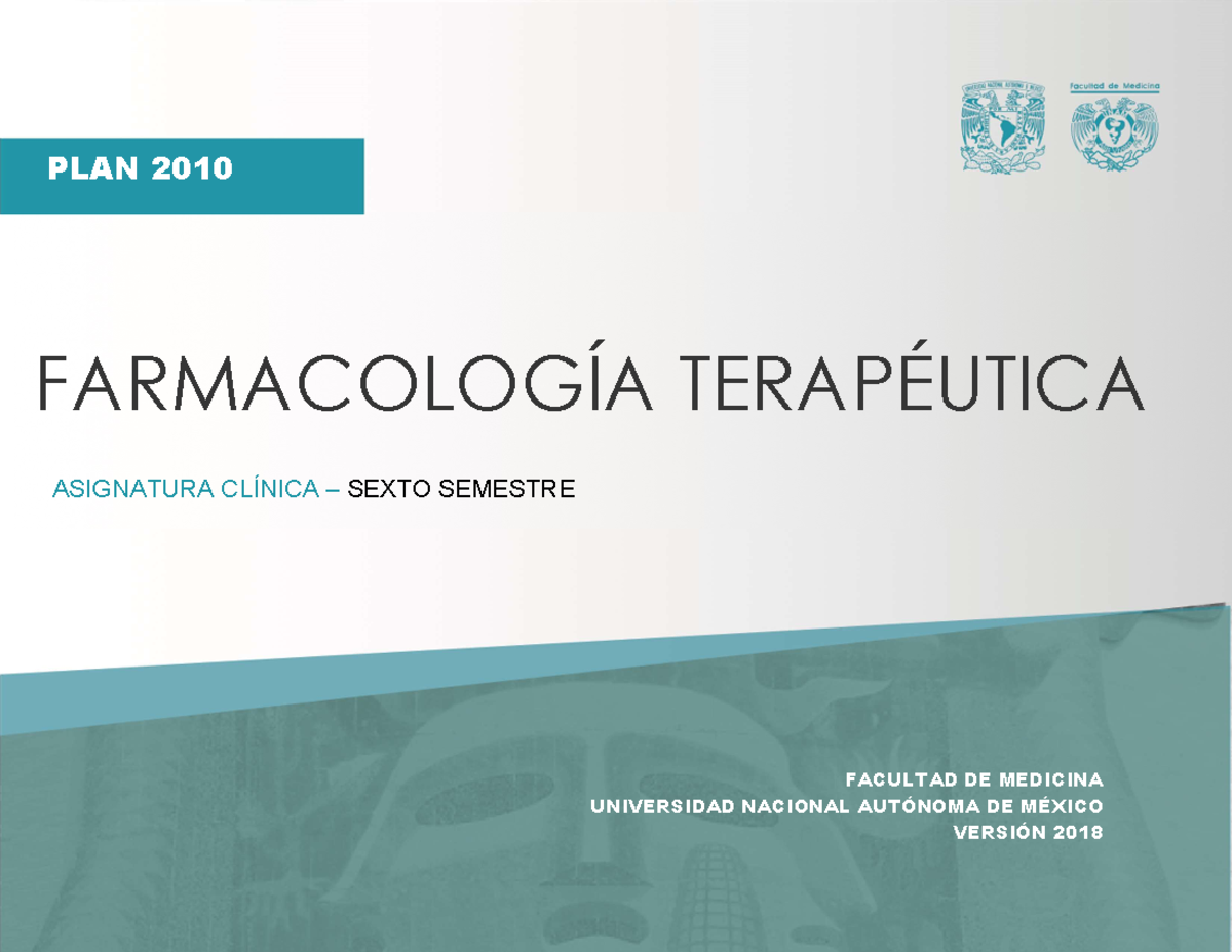 PA Farmacologia Terapeutica vigente 2018 - FACULTAD DE MEDICINA