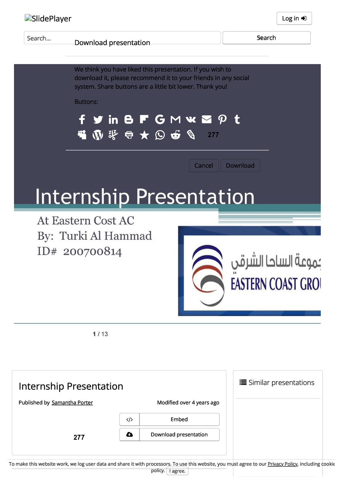 Internship Presentation Ppt Download SlidePlayer Log In Search   Thumb 1200 1699 