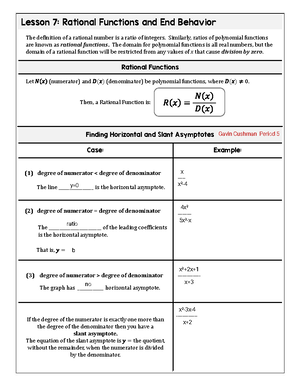 Worksheet A Topic 1.4 Polynomial Functions and Rates of Change AP PC 1 ...