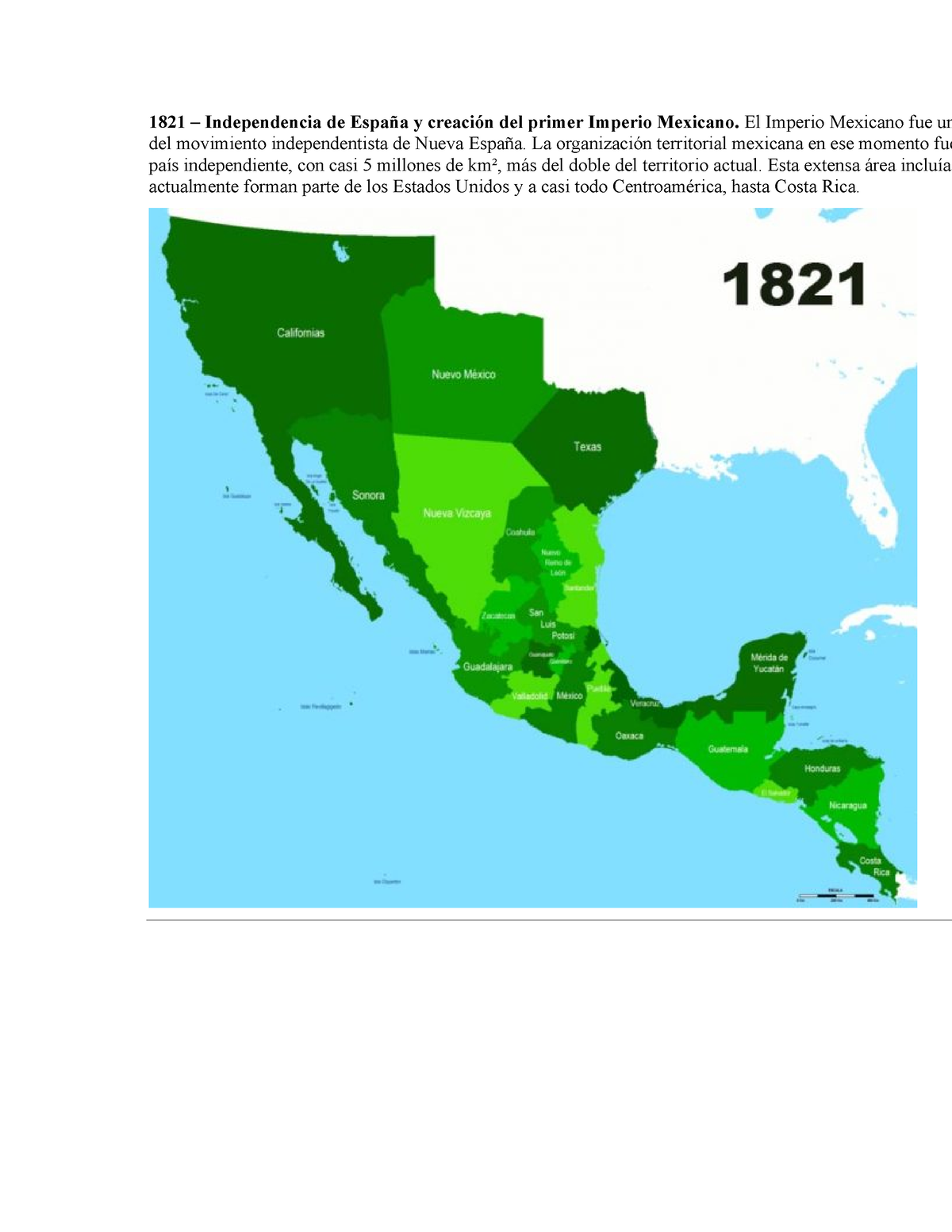Cambios Territoiales 1821 Independencia De España Y Creación Del Primer Imperio Mexicano El 8246