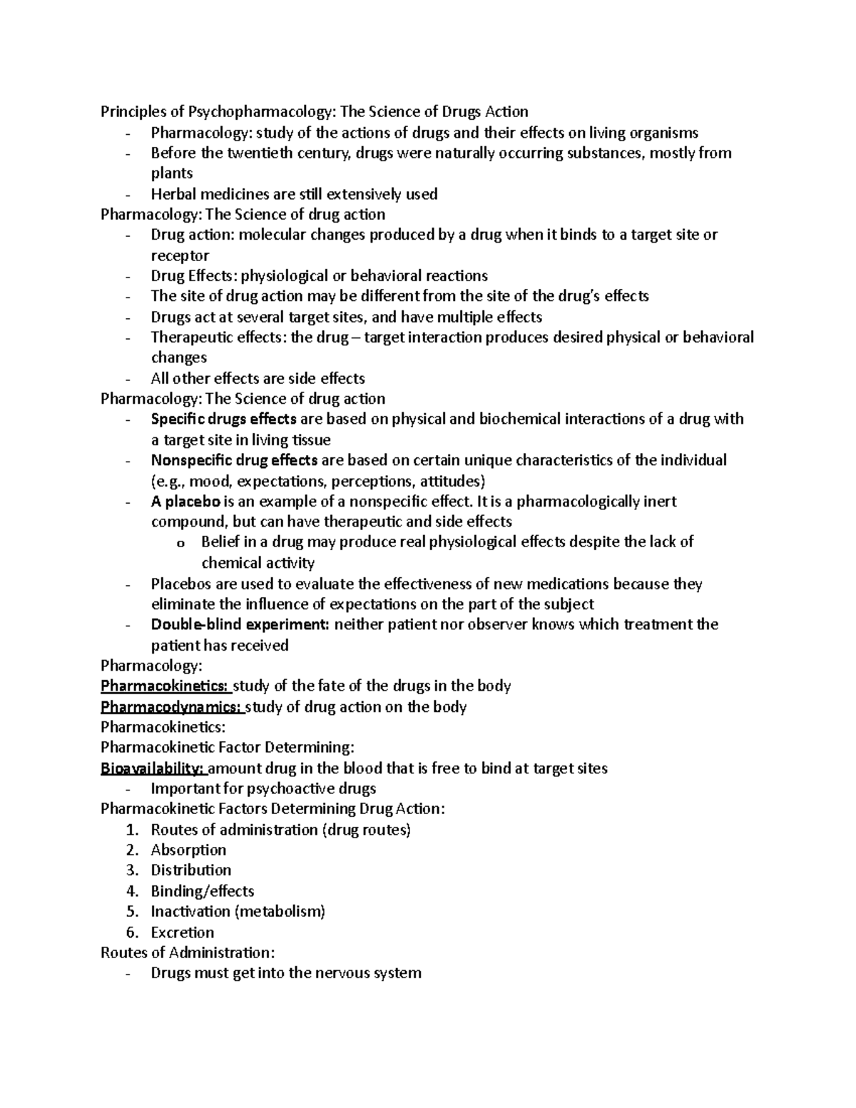 Drugs and bahavior unit 2 - Principles of Psychopharmacology: The ...