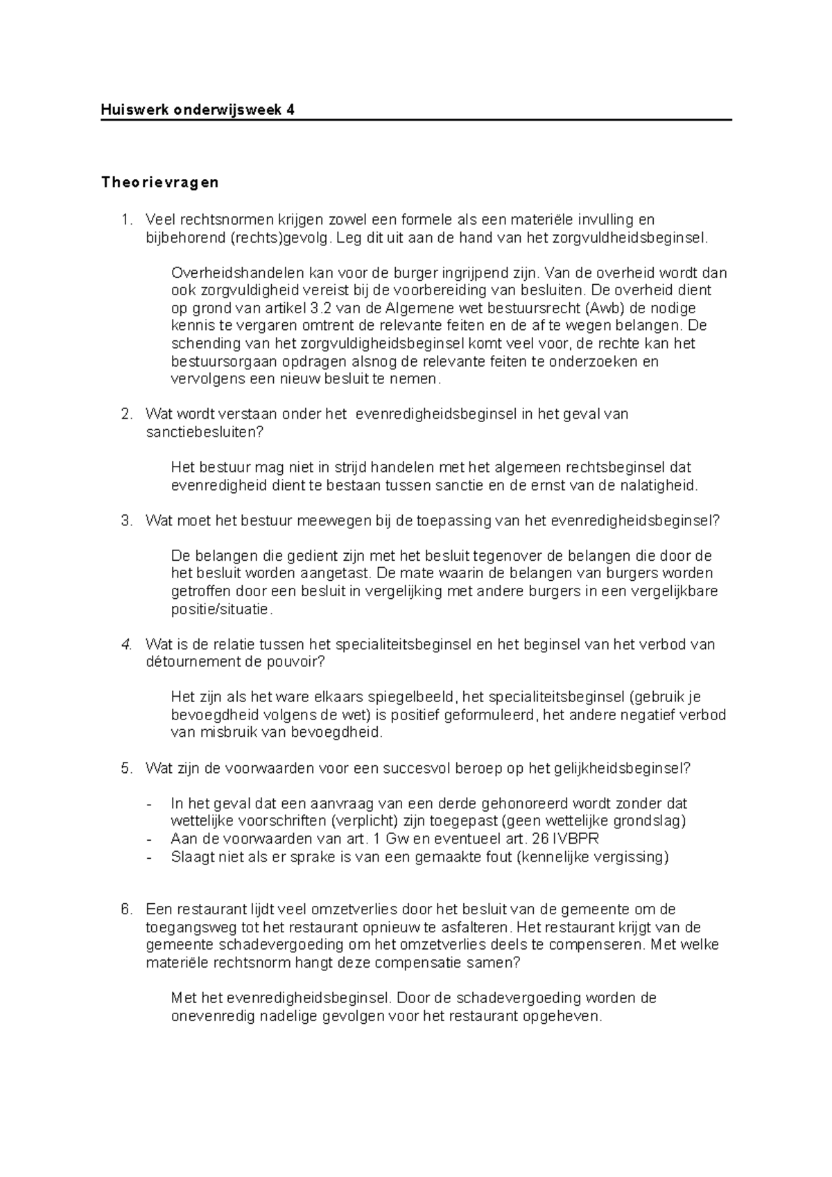 Bestuursrecht Week 4 - Casussen En Samenvatting - Huiswerk ...