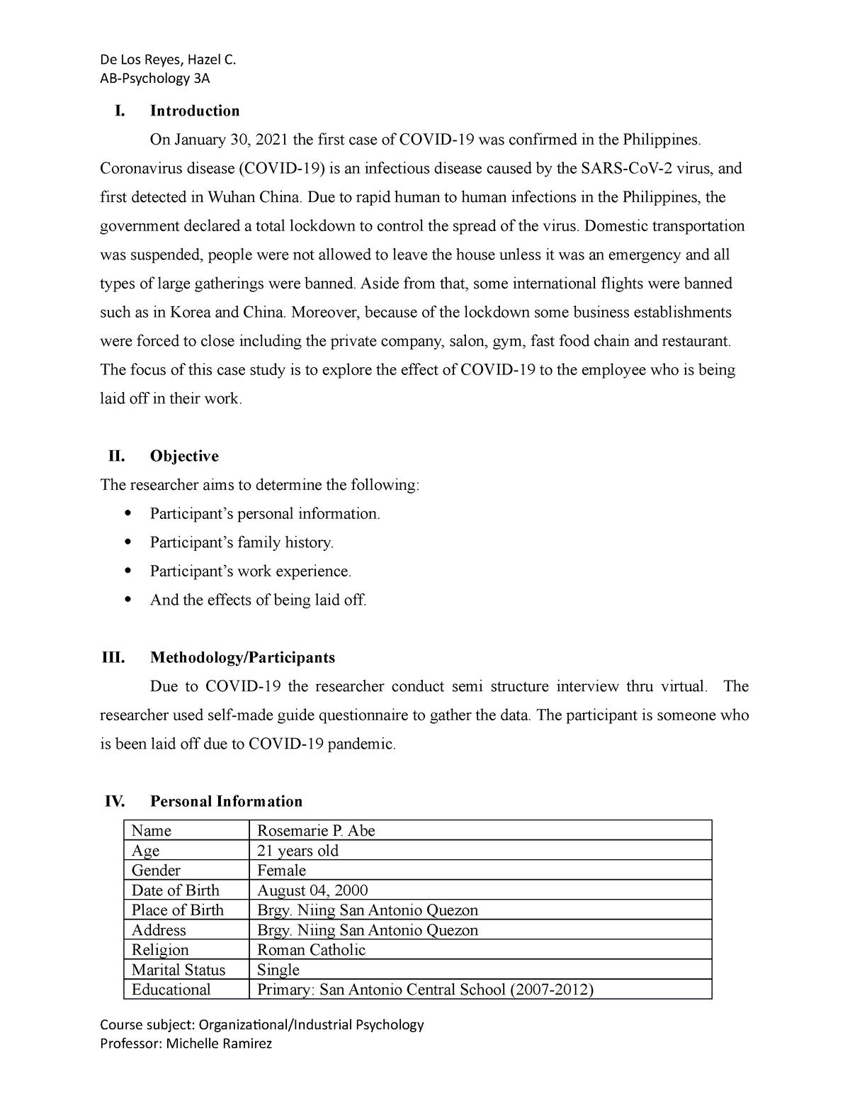 case study on industrial psychology