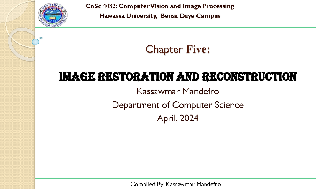 Chapter 5 - fkfflkff - Chapter Five: Image Restoration and ...
