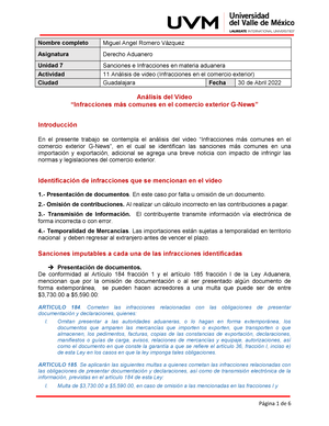 Actividad 3 Reporte De Análisis Derecho Aduanero - UVM - Studocu