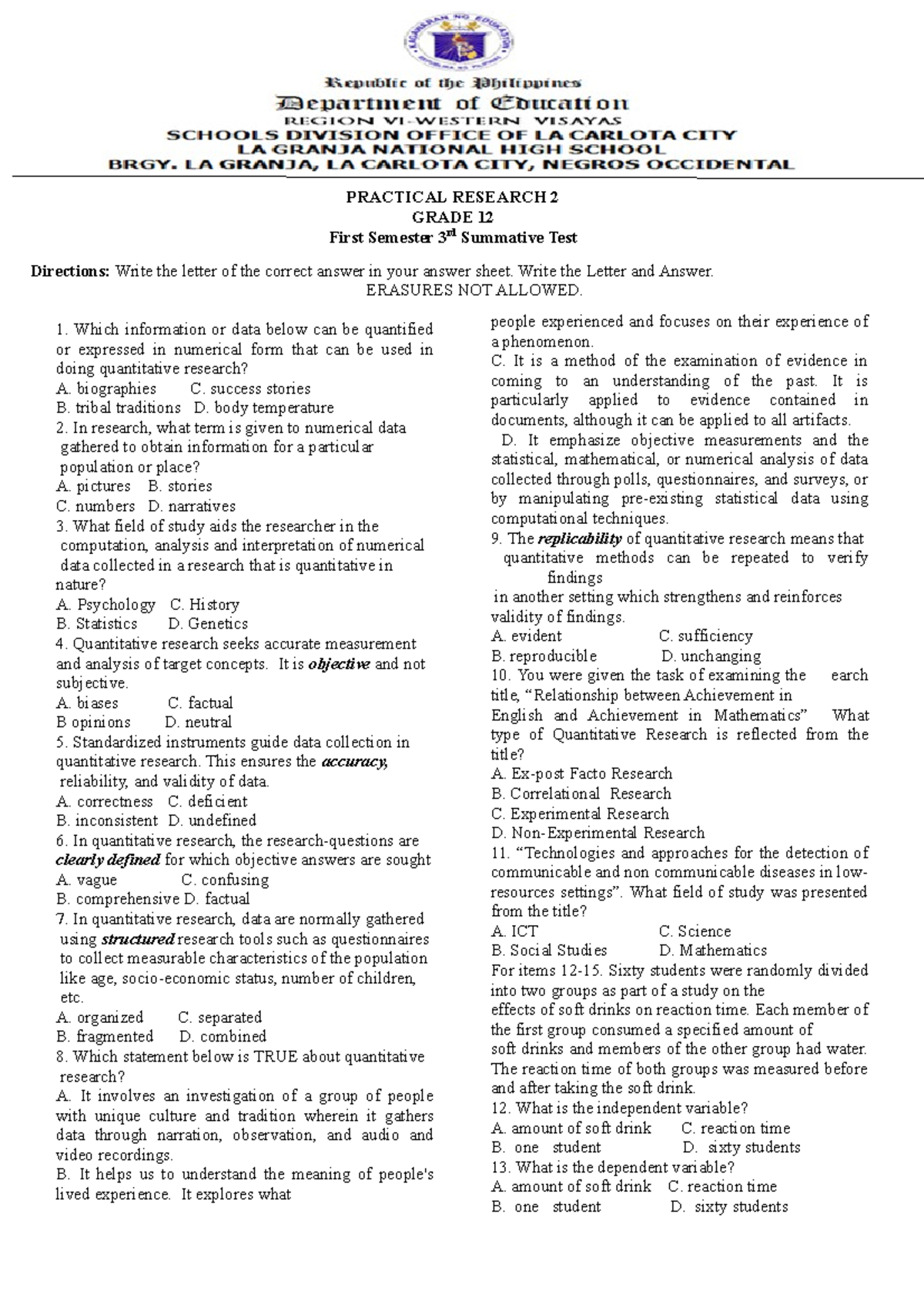 PR2-Midterm Exam-Summative test - Which information or data below can ...