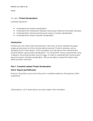 Final LABS BIOS251 Online Labs Week 2 Protein Denaturation Lab - Name ...