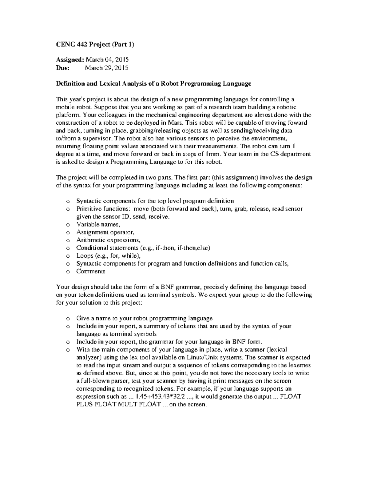 Project-part1 - lexical analysis - CENG 442 Project (Part 1) Assigned ...