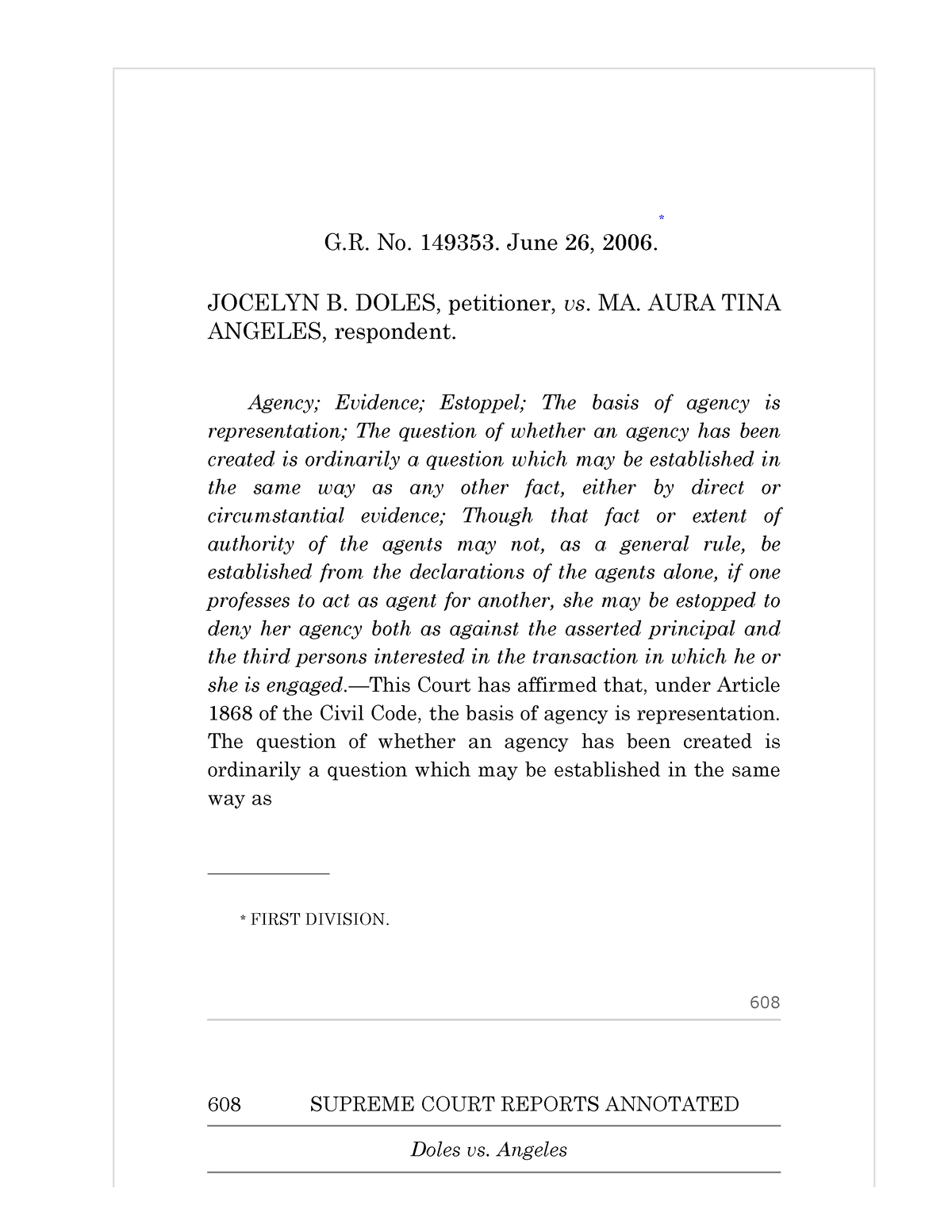 Doles V Angeles - Jurisprudence On ATP - G. No. 149353. June 26, 2006 ...