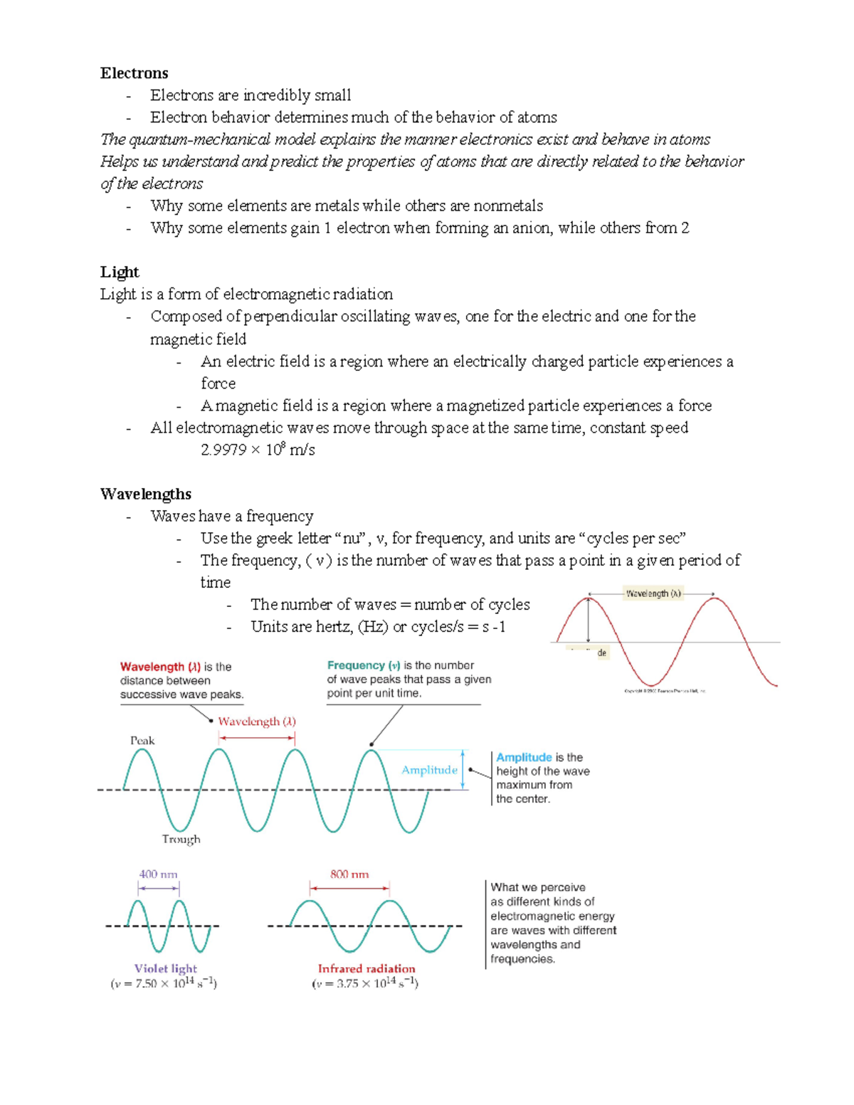 Gen and Analytic Chem - Light and Wavelengths - Electrons - Electrons ...
