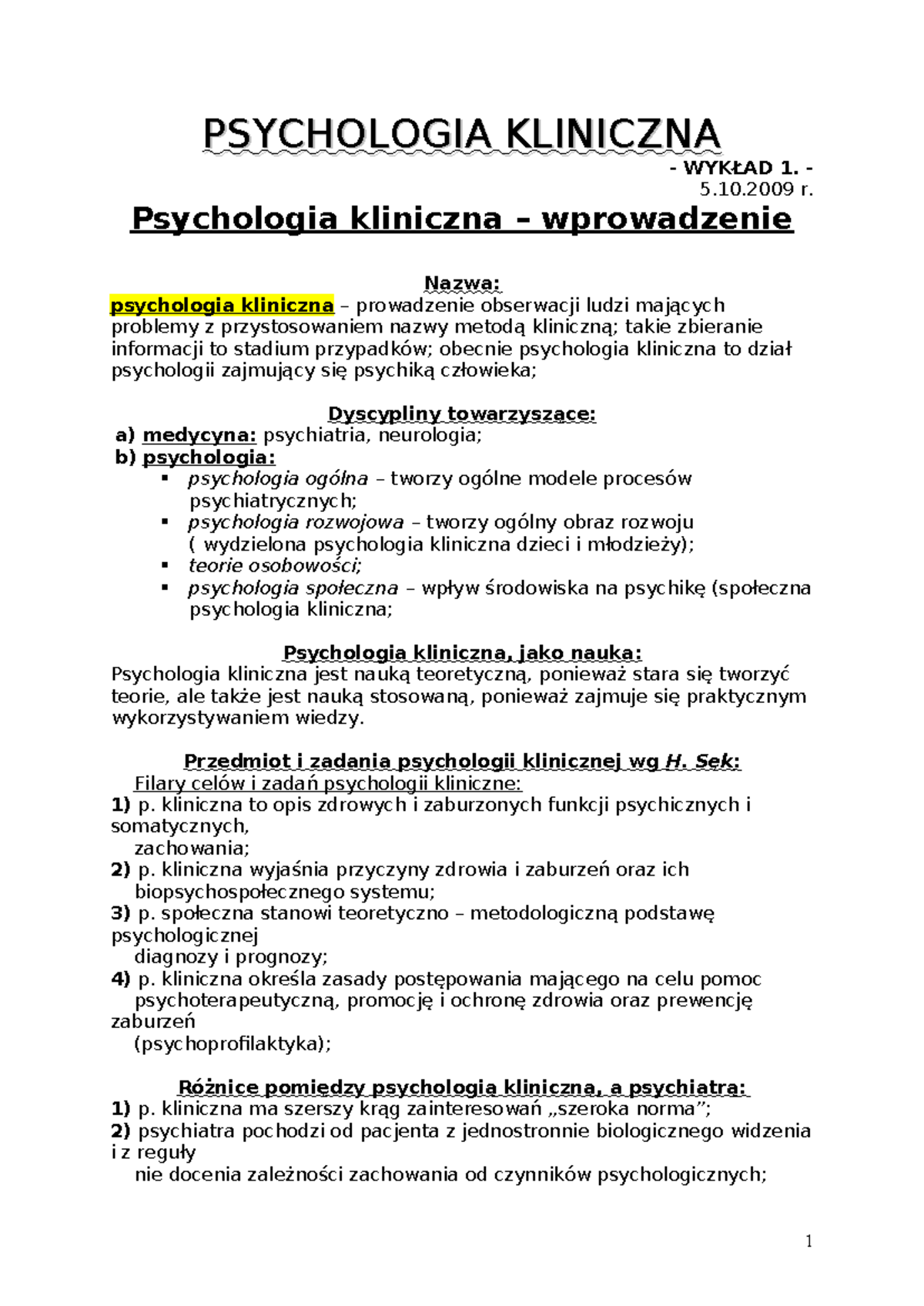 Psychologia Kliniczna - PSYCHOLOGIA KLINICZNAPSYCHOLOGIA KLINICZNA ...