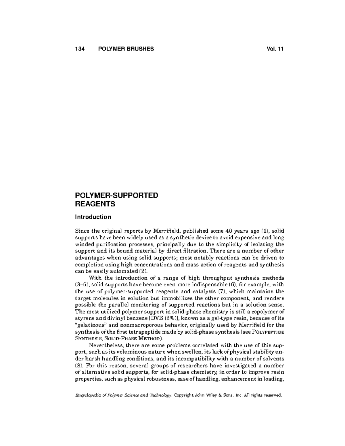 Polymer-Supported Reagents - 134 POLYMER BRUSHES Vol. 11 POLYMER ...