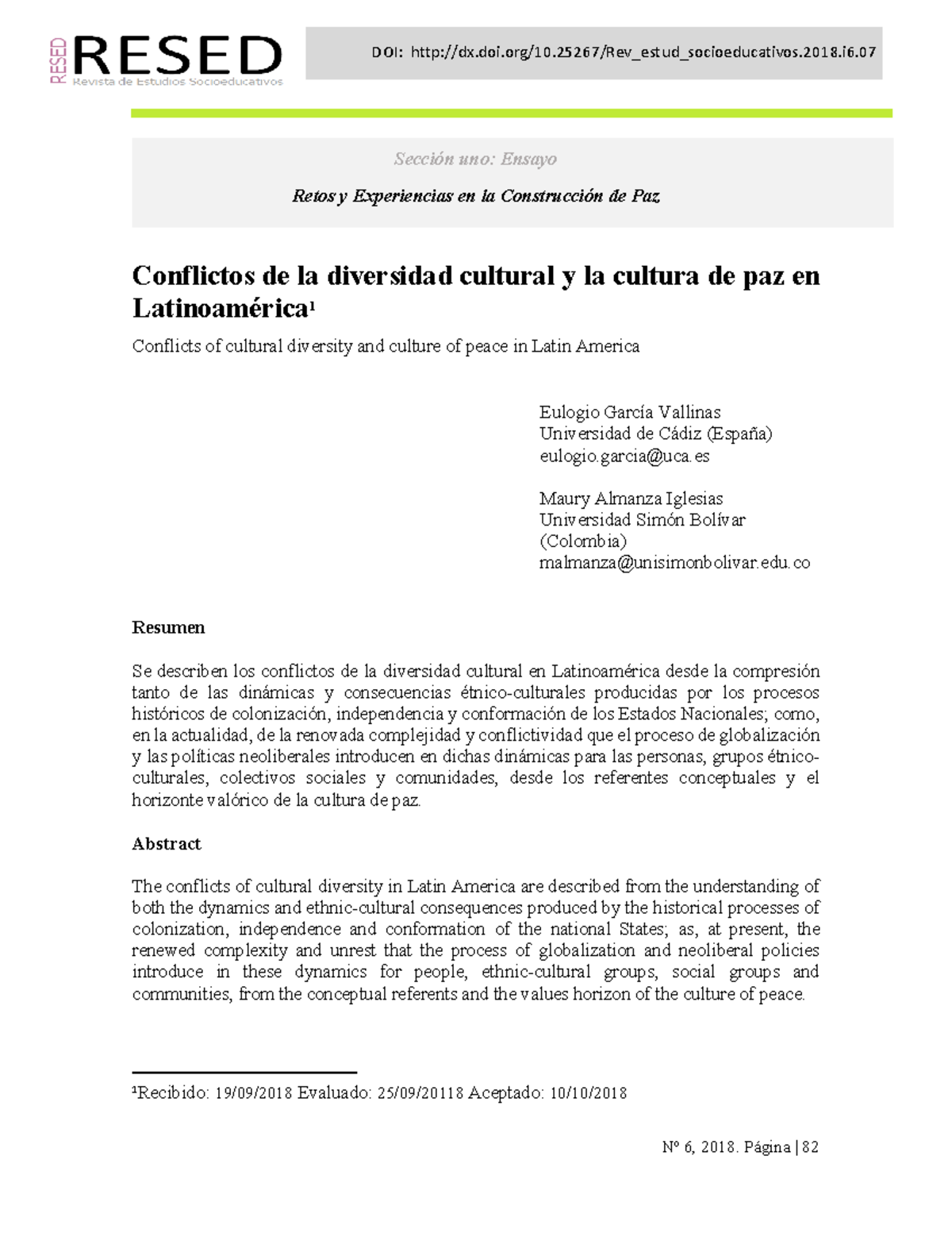 Conflictos de la diversidad cultural y la cultura de paz en ...