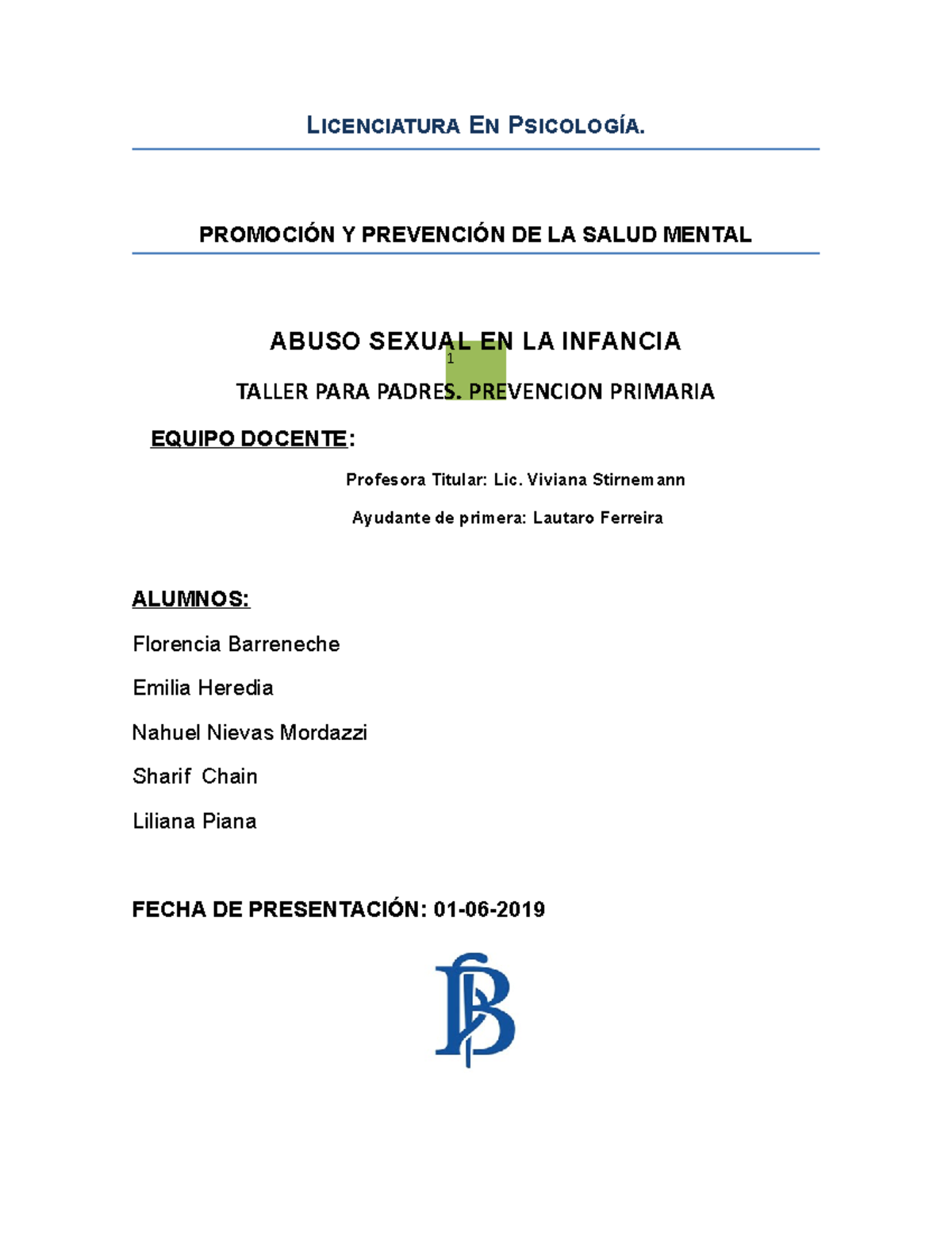 Taller padres HOY - Sobre abuso sexual infantil - LICENCIATURA EN Y DE ...